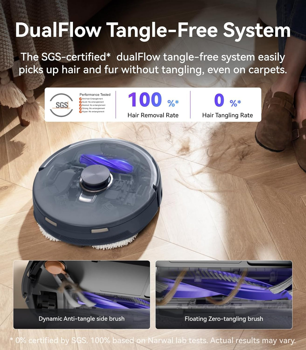 NARWAL Freo Z10 Ultra Robot Vacuum and Mop Combo, Dual RGB Cameras and Chips, AI Avoidance, 8N