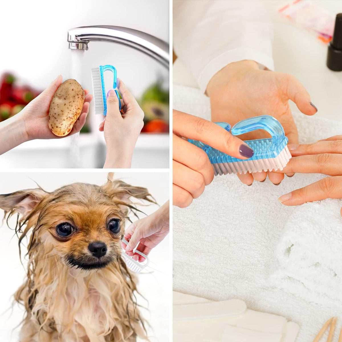 Handle Grip Nail Brush, Hand Fingernail Brush Cleaner Scrubbing Kit Pedicure for Toes and Nails Men
