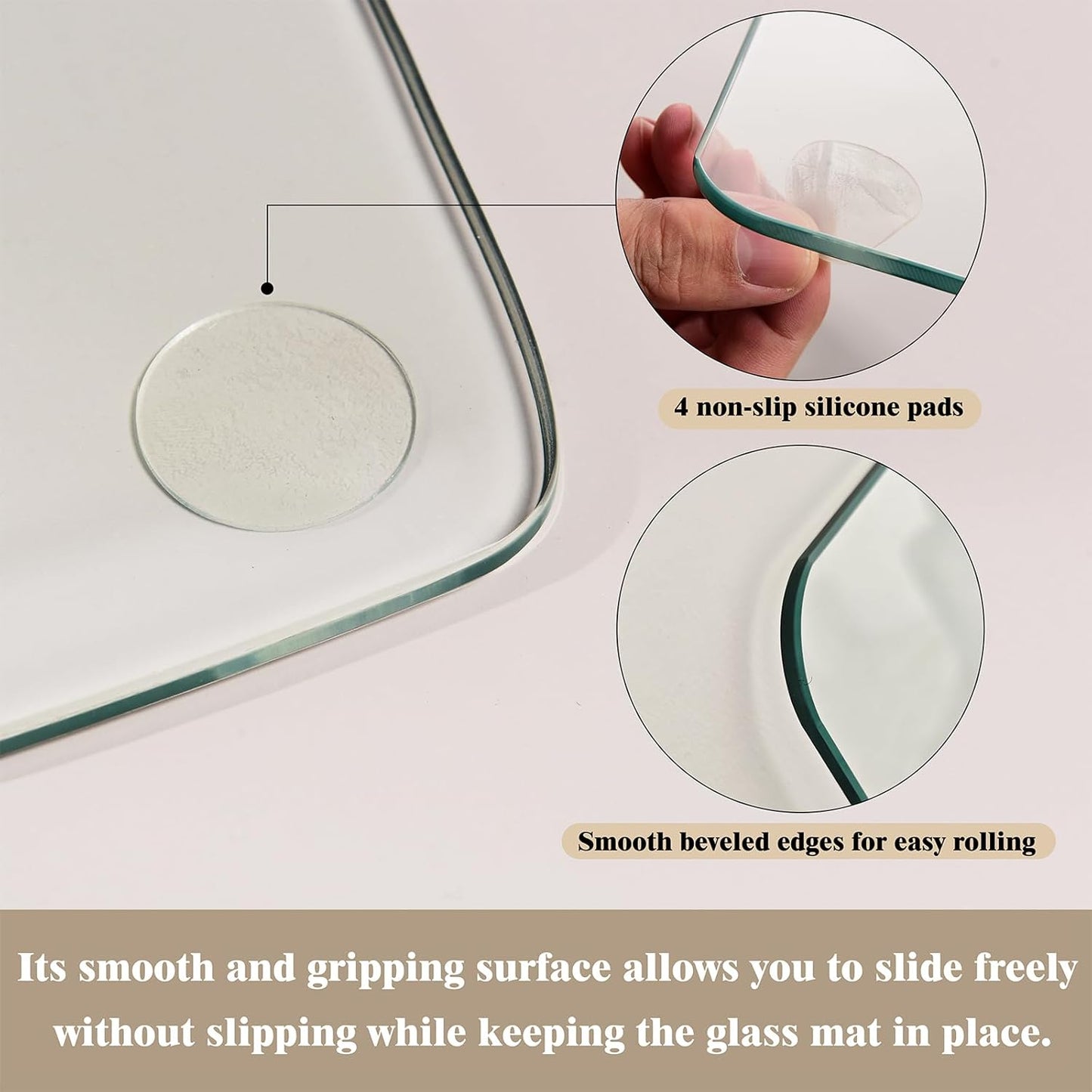 Koonmi Tempered Glass Chair Mat for Hardwood Floors & Carpets, 48" x 72“ Transparent Heavy Duty