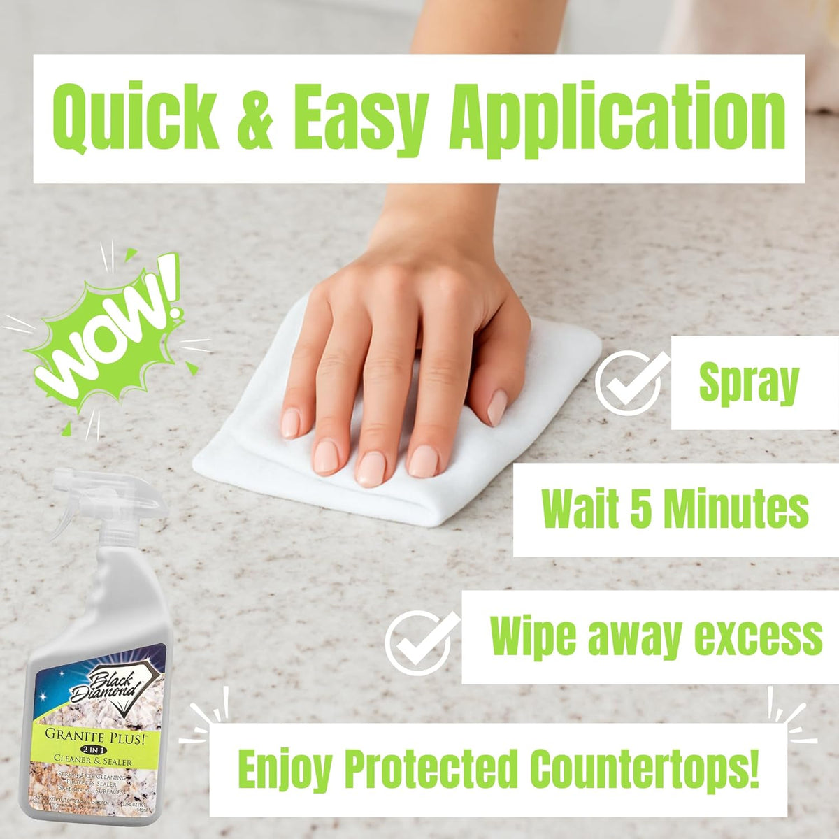 Granite Plus (Cleaner & Sealer) Deep Cleans & Seals All Natural Stone Countertops + Ultimate Grout