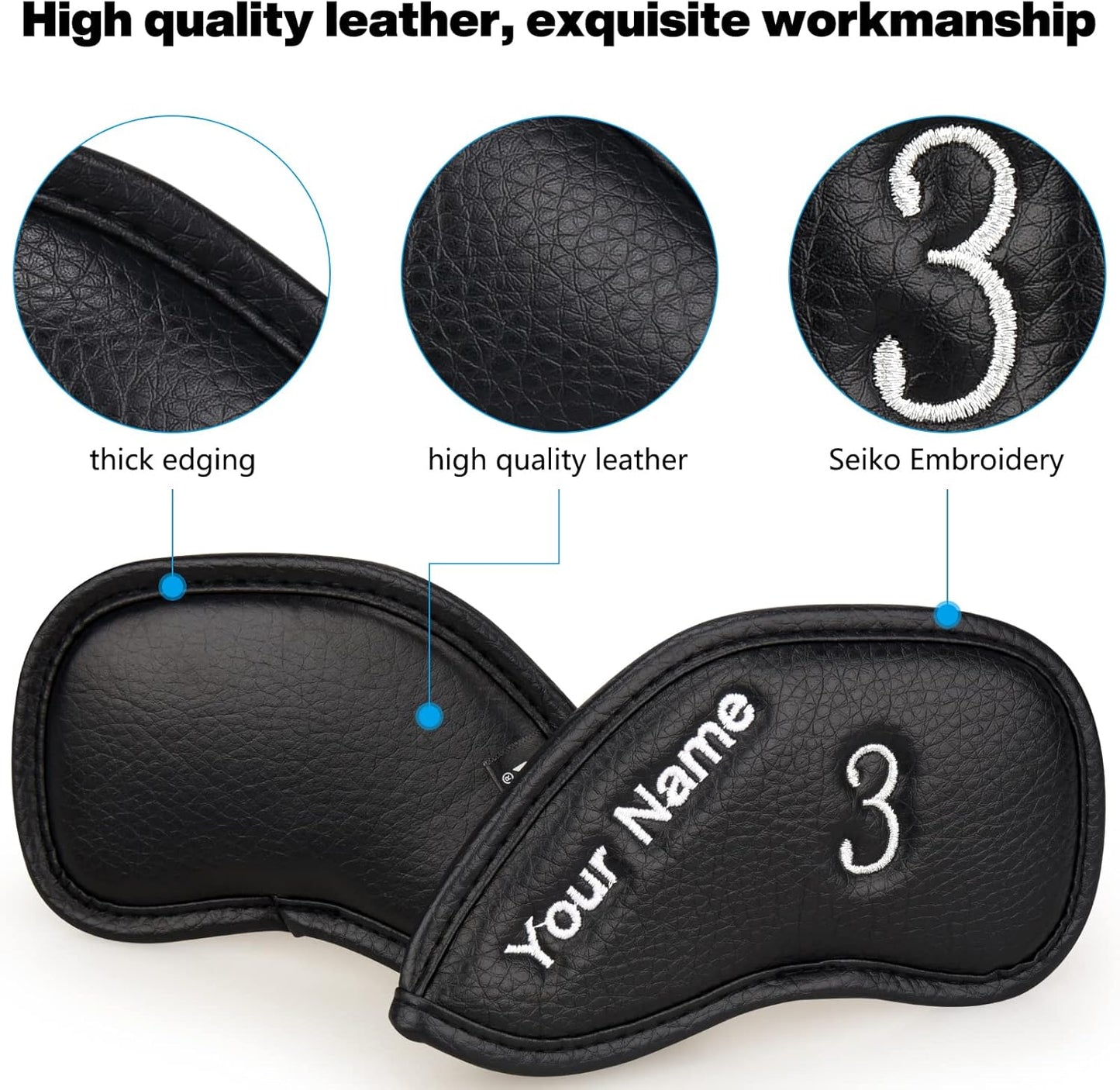 CRAFTSMAN GOLF 12pcs or 1pc Thick Synthetic Leather Golf Iron Head Covers Set Headcover Fit All
