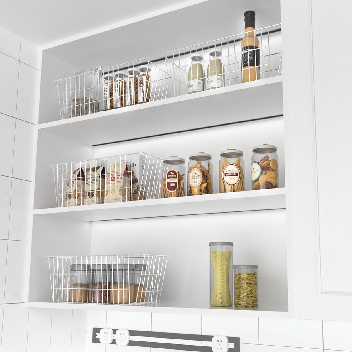 SANNO 15.7in Freezer Baskets Bins - Freezer Storage Containers Organizer for Office, Bathroom