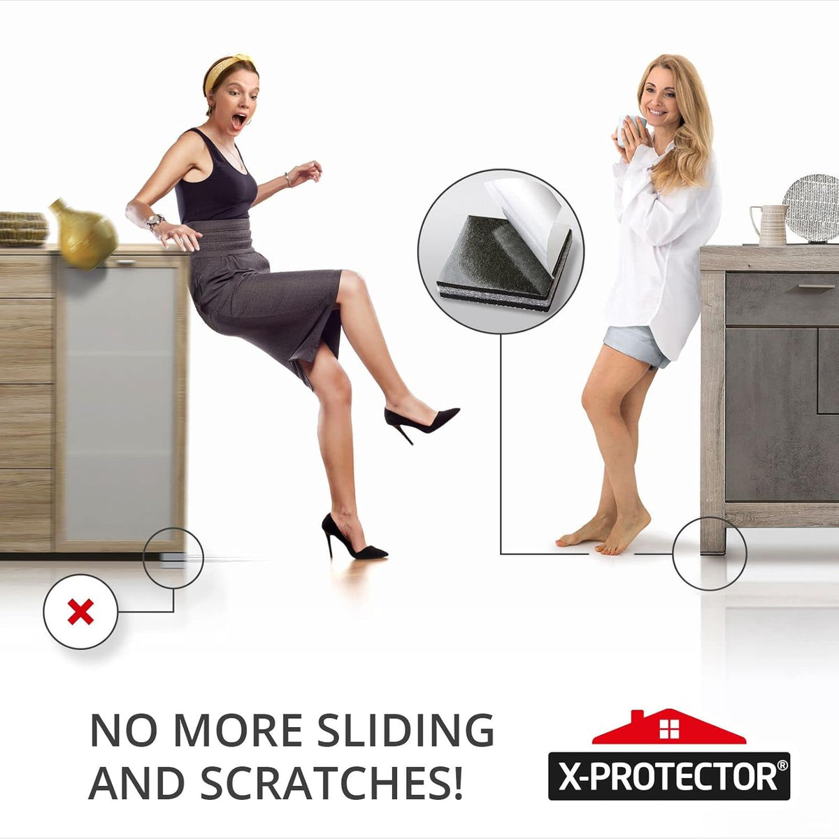 Non Slip Furniture Pads X-PROTECTOR - 8 PCS 4" - Premium Furniture Grippers! Rubber Feet Hardwood