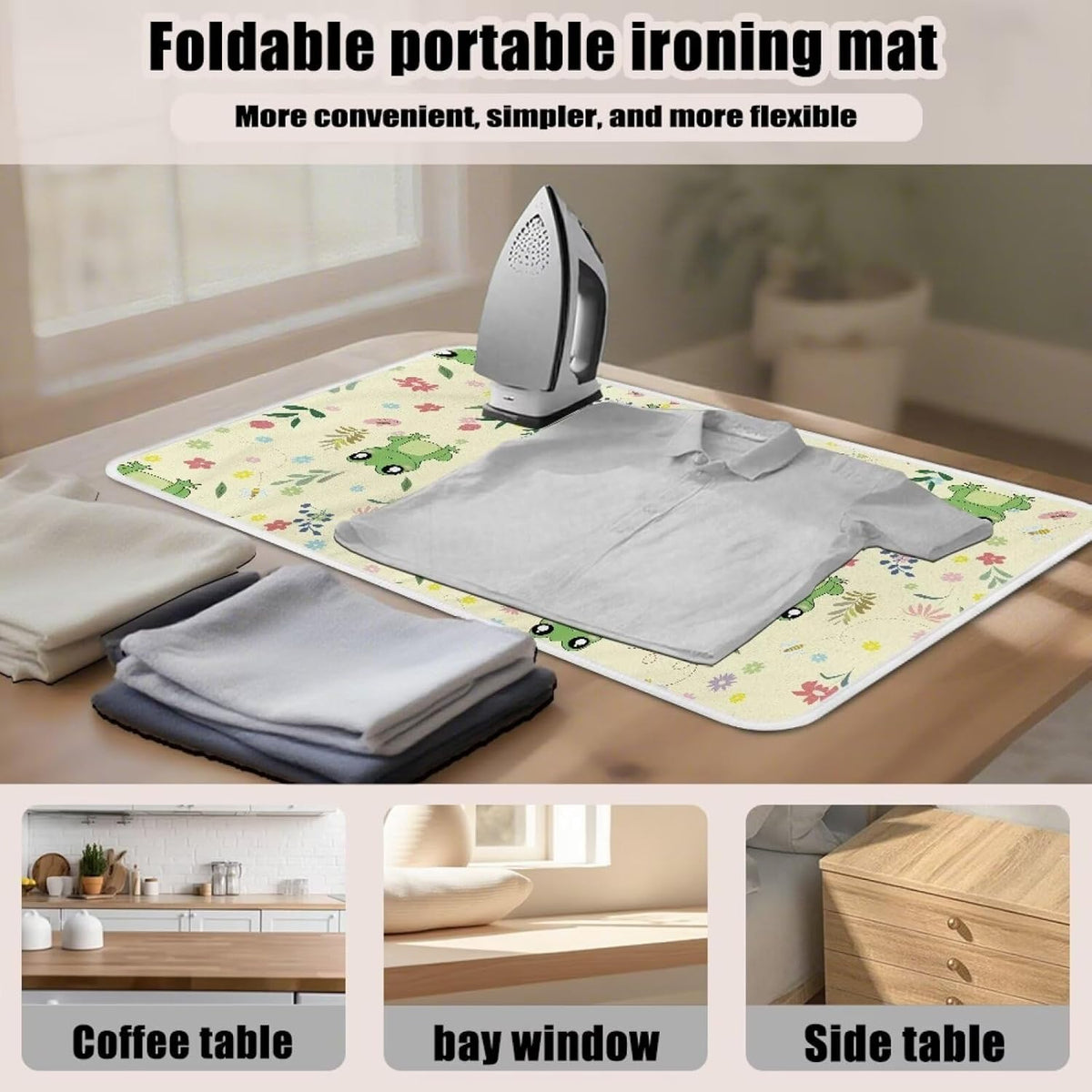 Ironing Mat Ironing Board Pad Heat Resistant, Portable, Quilting & Travel Blanket 32 x 16 Inch Cute