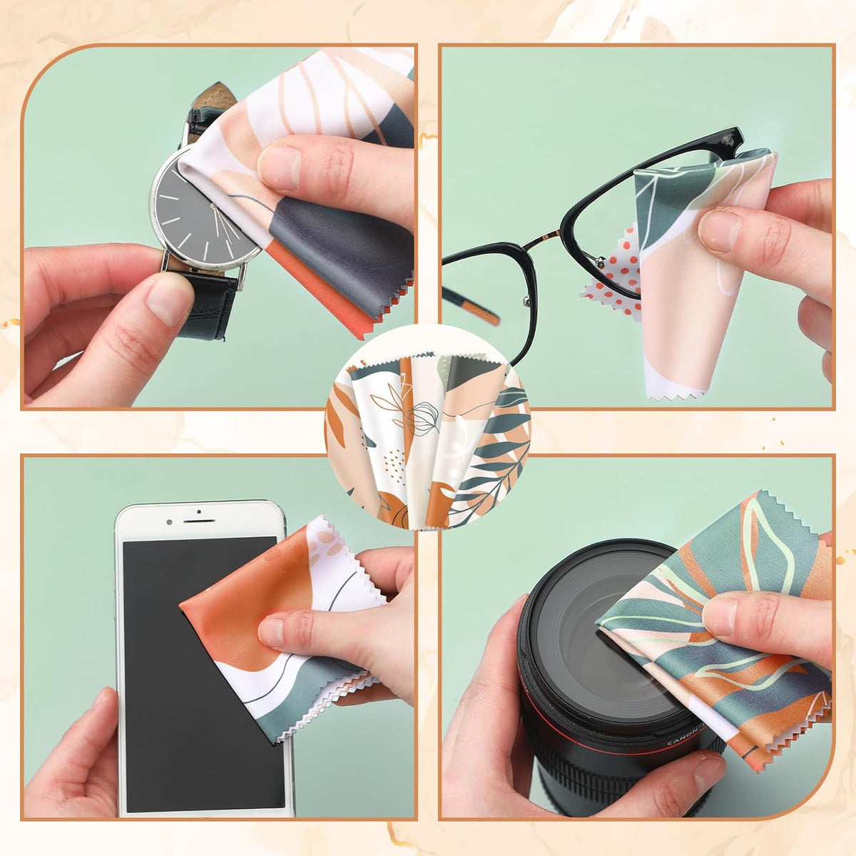 Sinmoe 20 Pcs Microfiber Cleaning Cloth for Glasses Cute Boho Abstract Design Microfiber Cloth Soft
