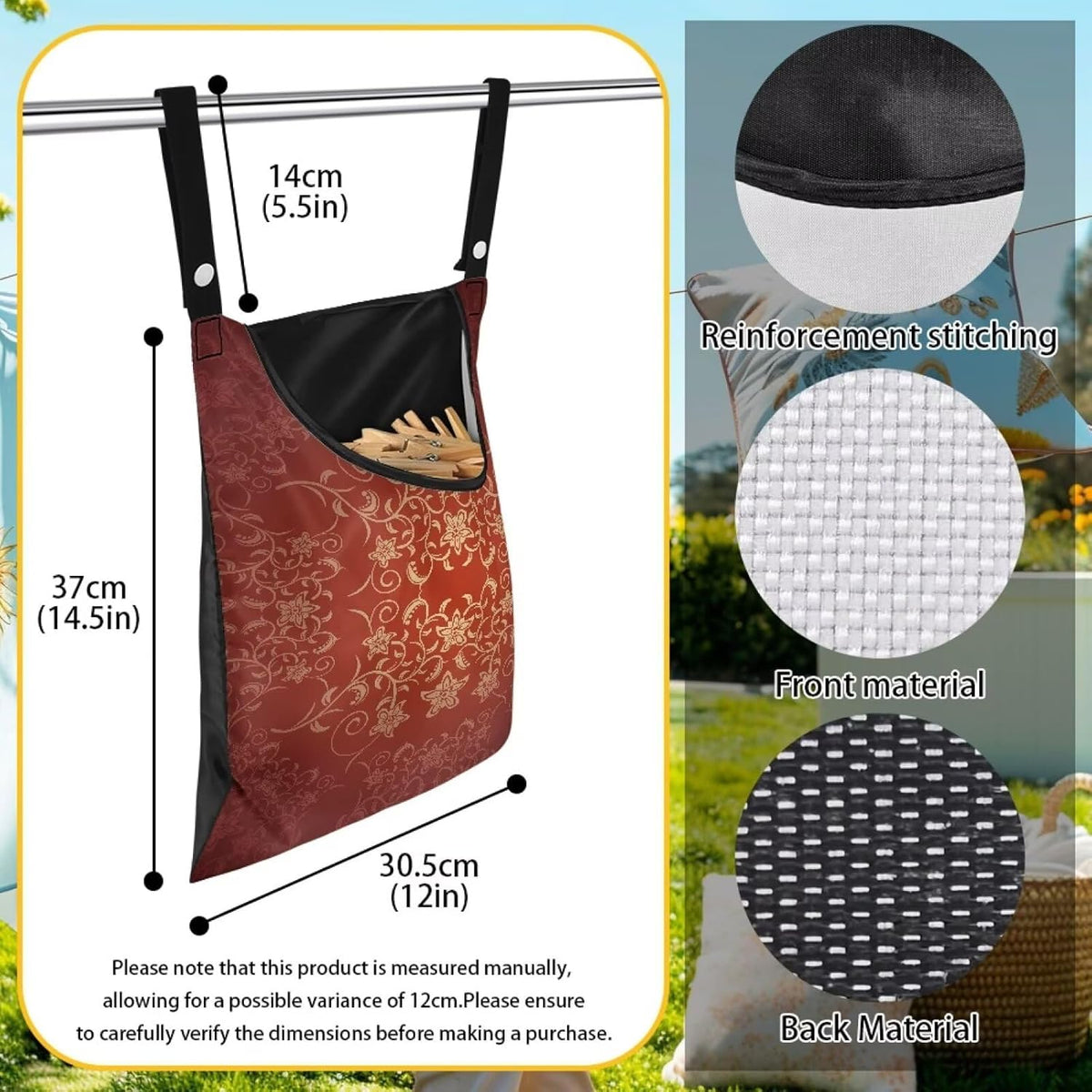 Home Outdoor Clothespin Holder - Windproof & Water Resistant Storage Bag - Commercial Quality