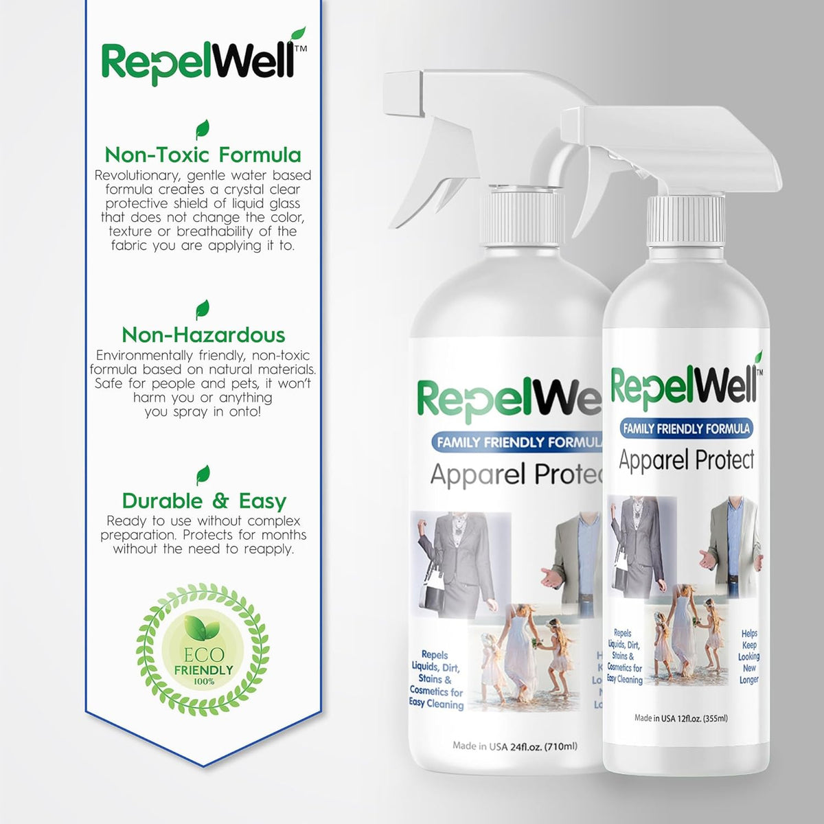 Apparel Protect (24oz) Stain & Water Repellent Spray – Non-Toxic, Eco-Friendly, Pet-Safe Sprays for