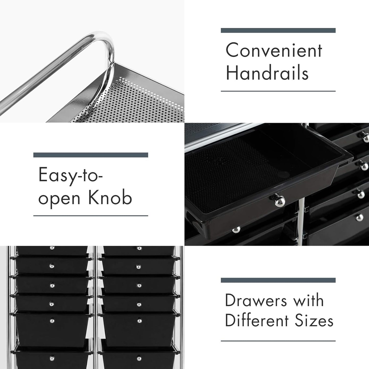 GOFLAME 12-Drawer Rolling Storage Cart, Multipurpose Organizer Cart with 2 Sizes Plastic Drawers