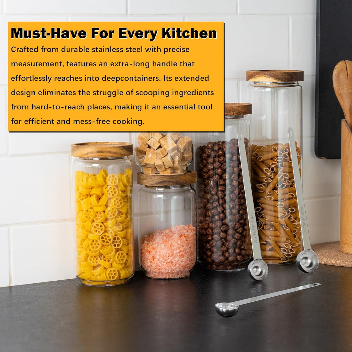 2PCS 1Tbsp(3tsp, 15ml) Extra Long Handle Measuring Spoon, Single Stainless Steel Individual Measure