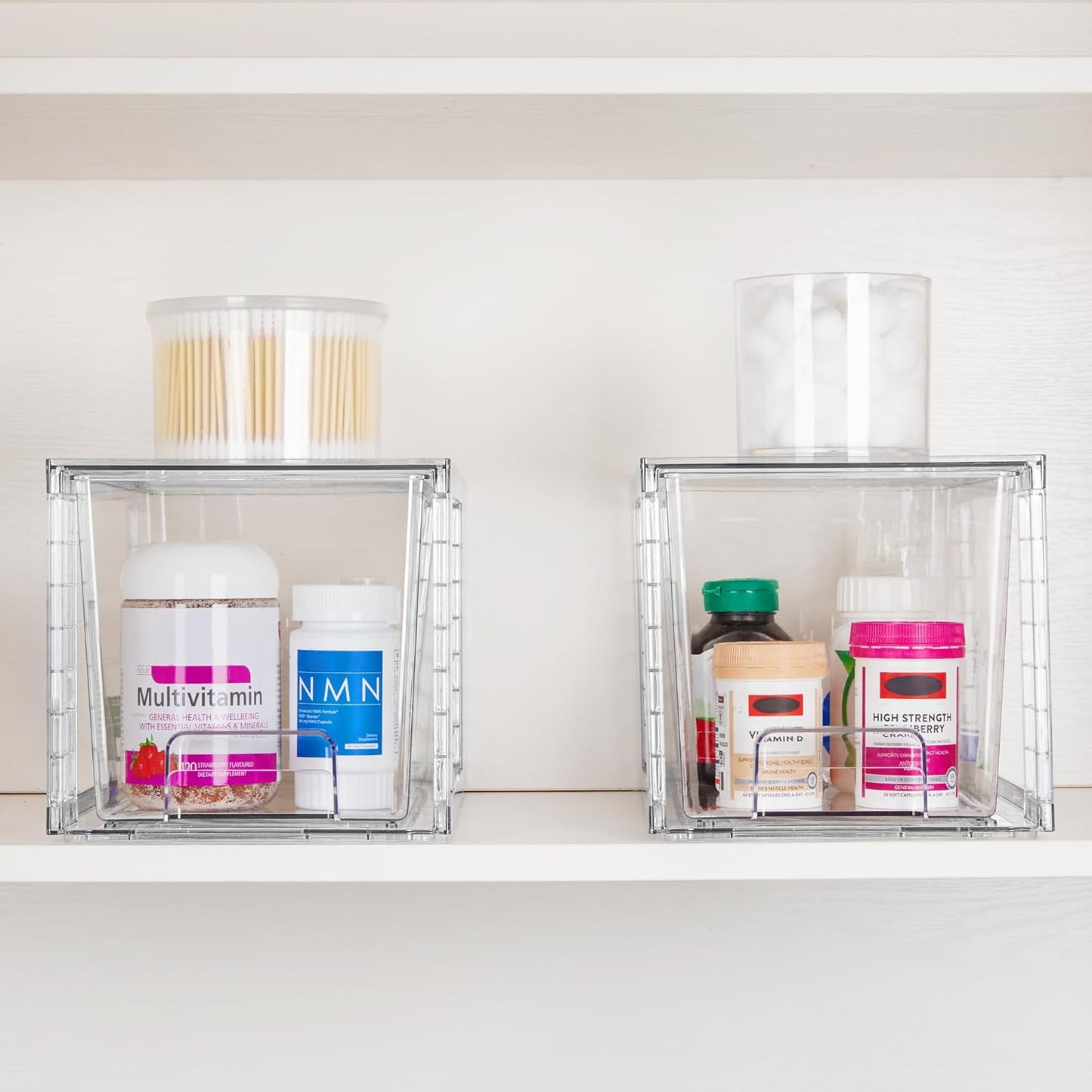 Vtopmart 2 Pack Large Stackable Storage Drawers,Clear Acrylic Drawer Organizers with Handles