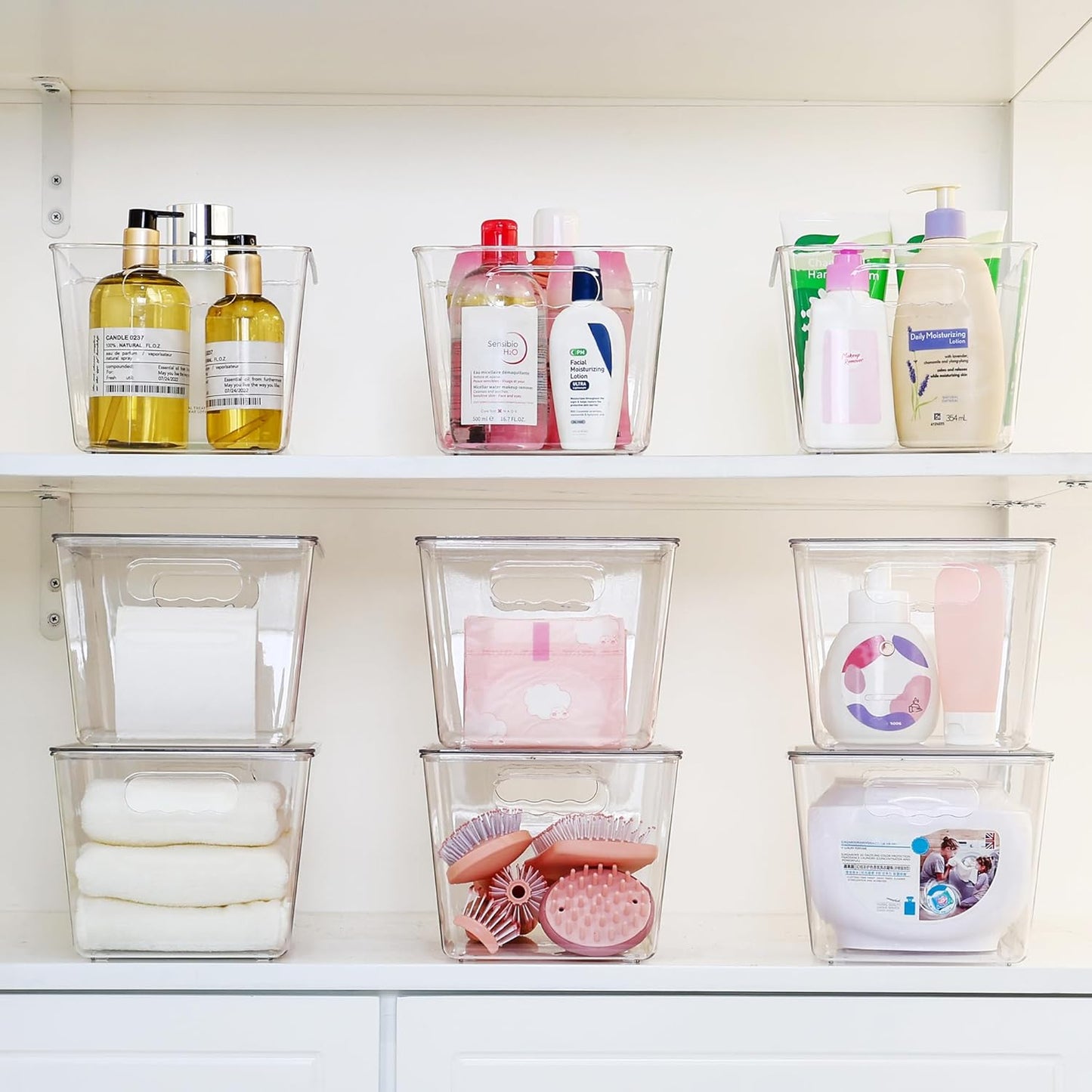 Vtopmart 8 Pack Clear Stackable Storage Bins with Lids, Large Plastic Containers with Handle for
