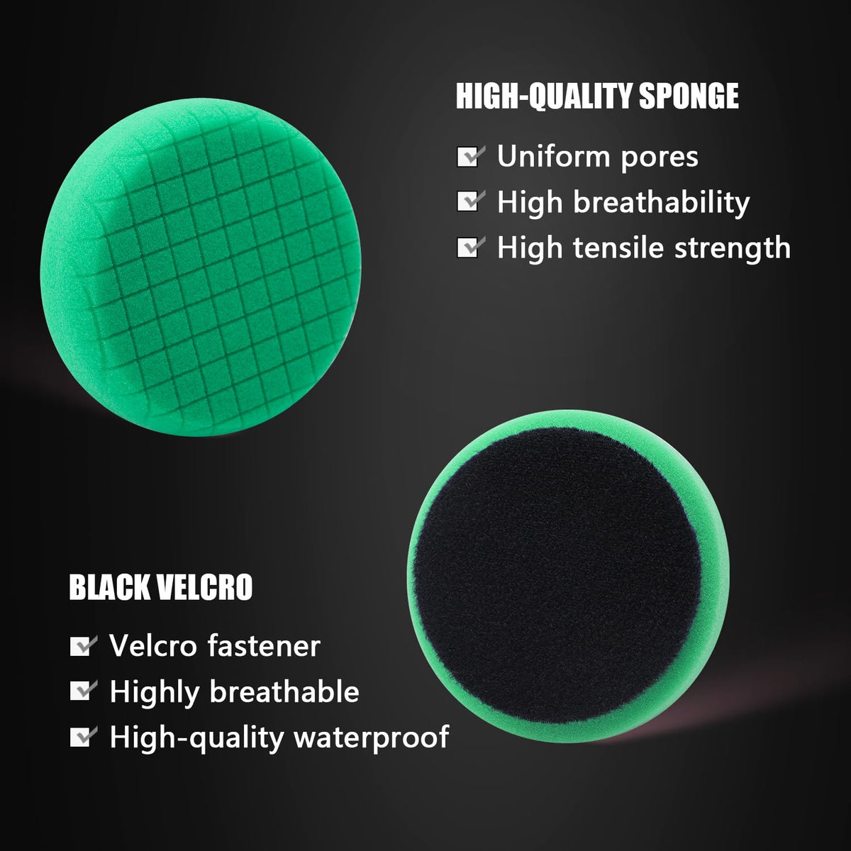 Green Heavy Cut Pad, Buffing Polishing Pads, SPTA 1Pc 3.5 Inch Face for 3 Inch 80mm Backing Plate