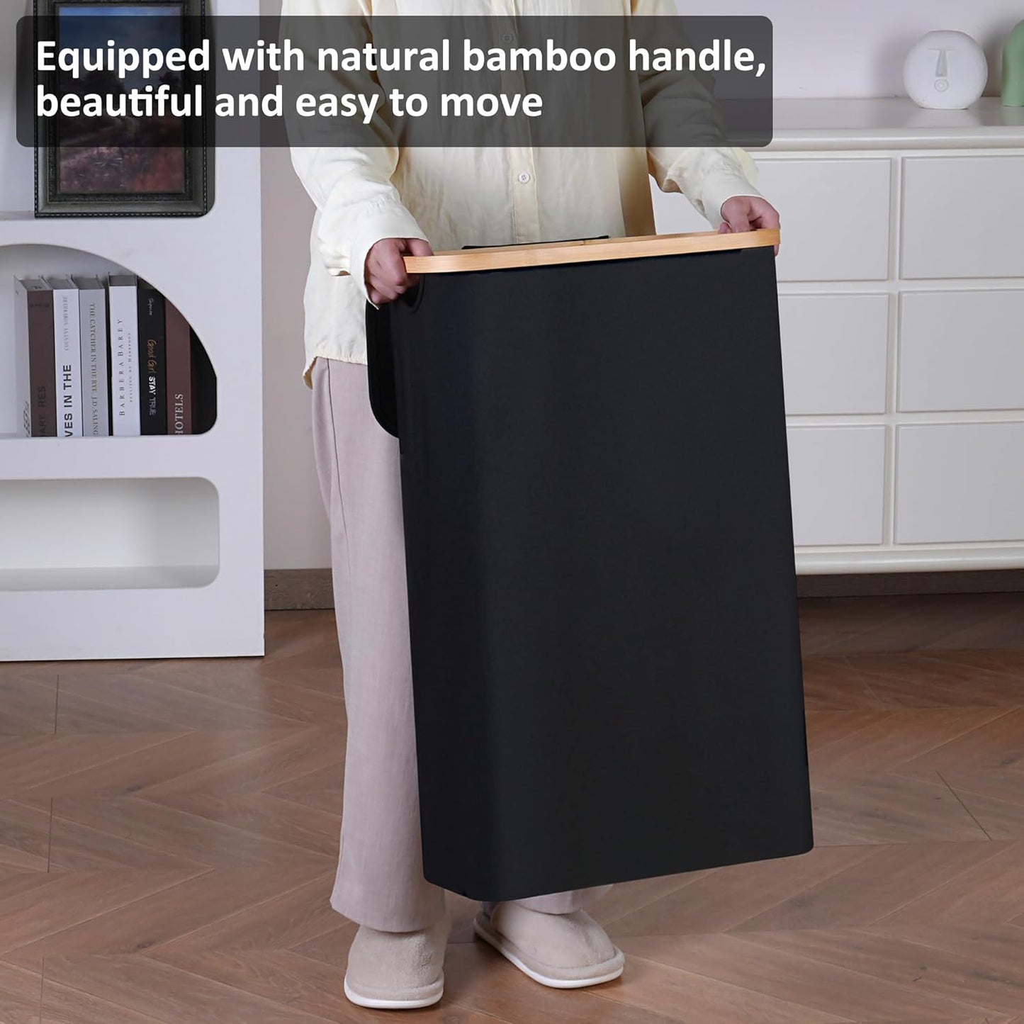 60L Slim Laundry Hamper,Laundry Basket with Lid,Tall Hamper for Laundry,Dirty Cloth Hamper with