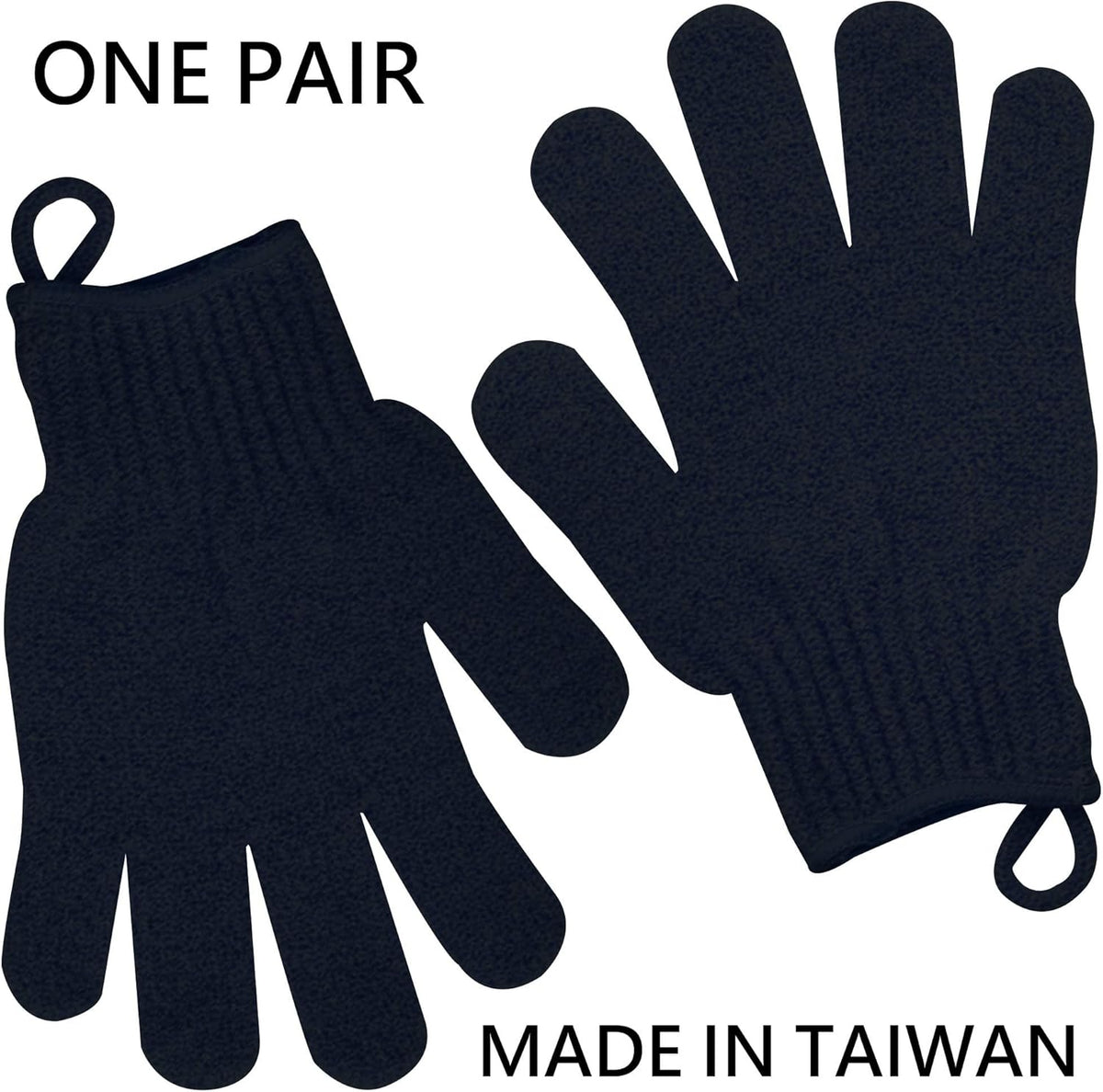 Exfoliating Glove with Hanging Loop - Bath Gloves 1 Pair Shower Gloves, Heavy Exfoliating Gloves