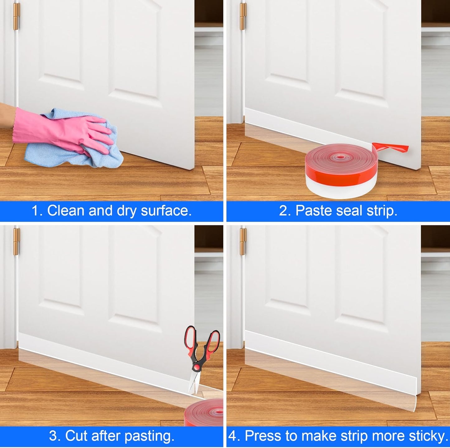 ToLanbbt Weather Stripping Silicone Door Seal Strip 2 in x 20 ft Door Draft Stopper Self Adhesive