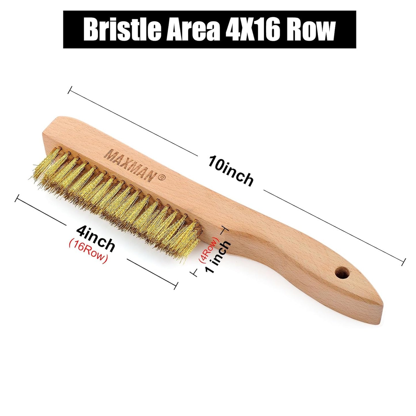 MAXMAN Brass Brush, Soft Brass Bristle Brush, Wire Brushes for Cleaning Metal Rust, Welds with 10"