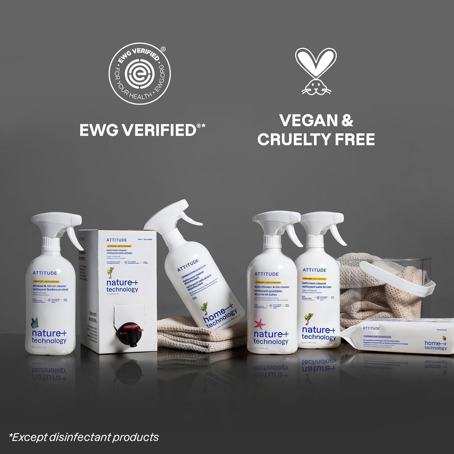 ATTITUDE Bathroom Cleaner Spray Refill, EWG Verified, Plant-Based & Vegan, Safe for Bathroom