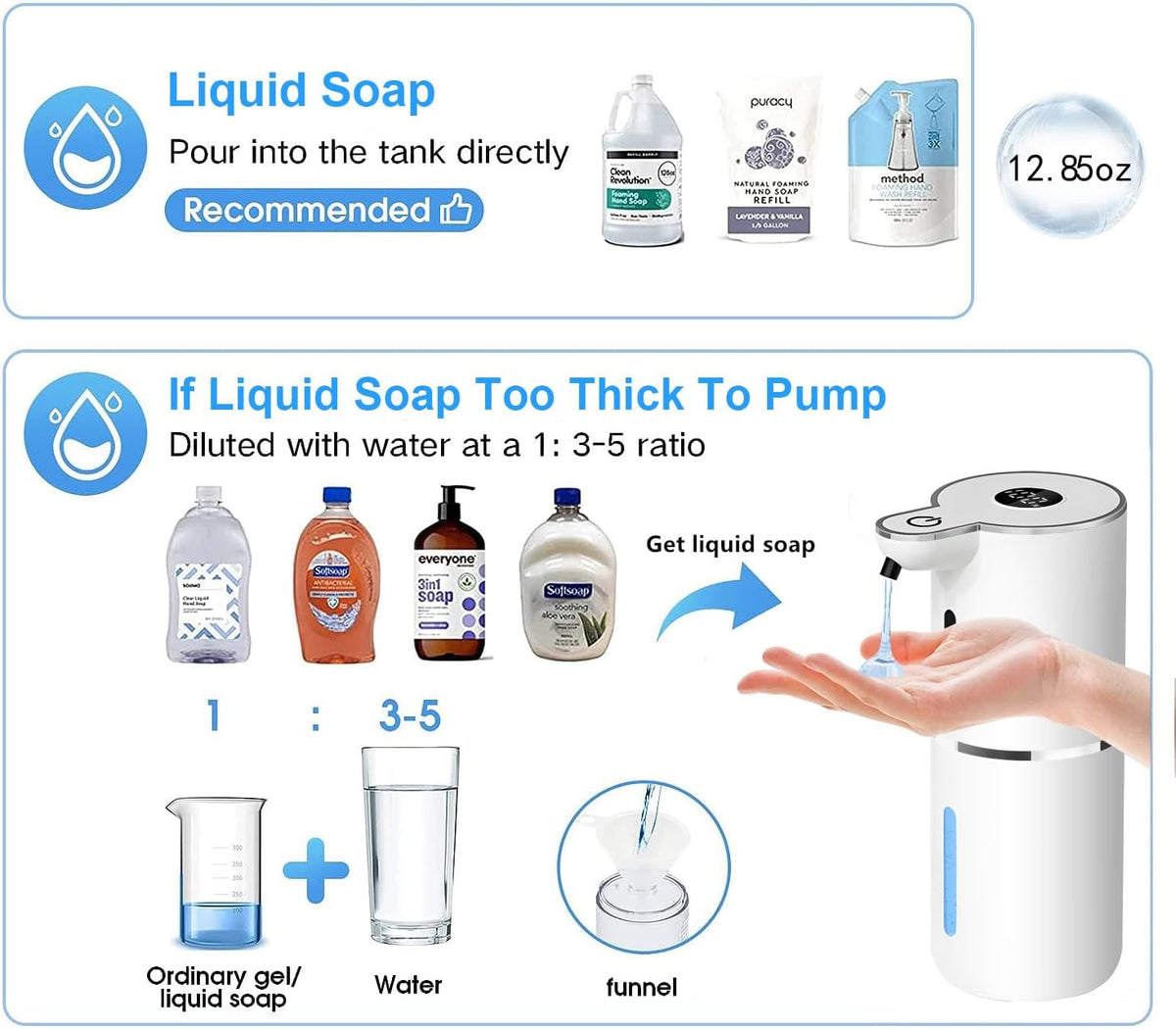 Automatic Liquid Soap Dispenser,6 Level Adjustable Liquid, Wall Mount Soap Dispenser,USB