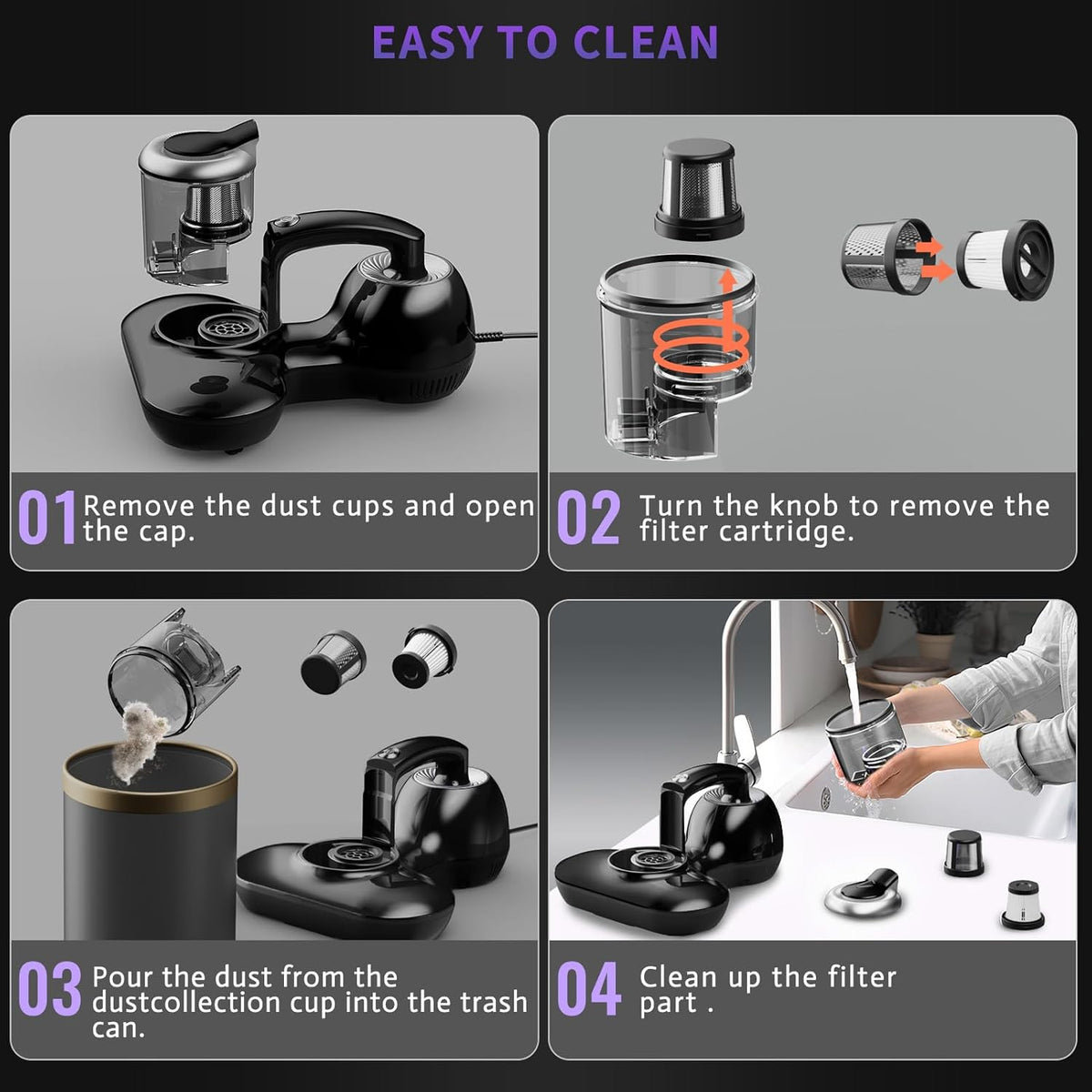 Mattress Vacuum Cleaner, Handheld UV Bed Vacuum Cleaner 16KPa & 12800 Vibrations Per/Min Upgraded