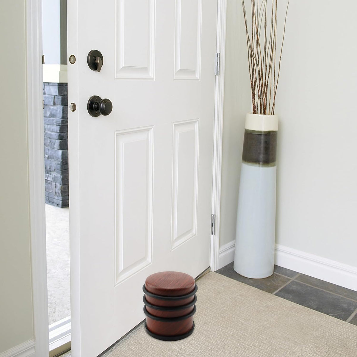 KINJOEK 4 PCS 1KG Heavy Duty No Drill Door Stopper, Stainless Steel Door Stop, Surrounded with