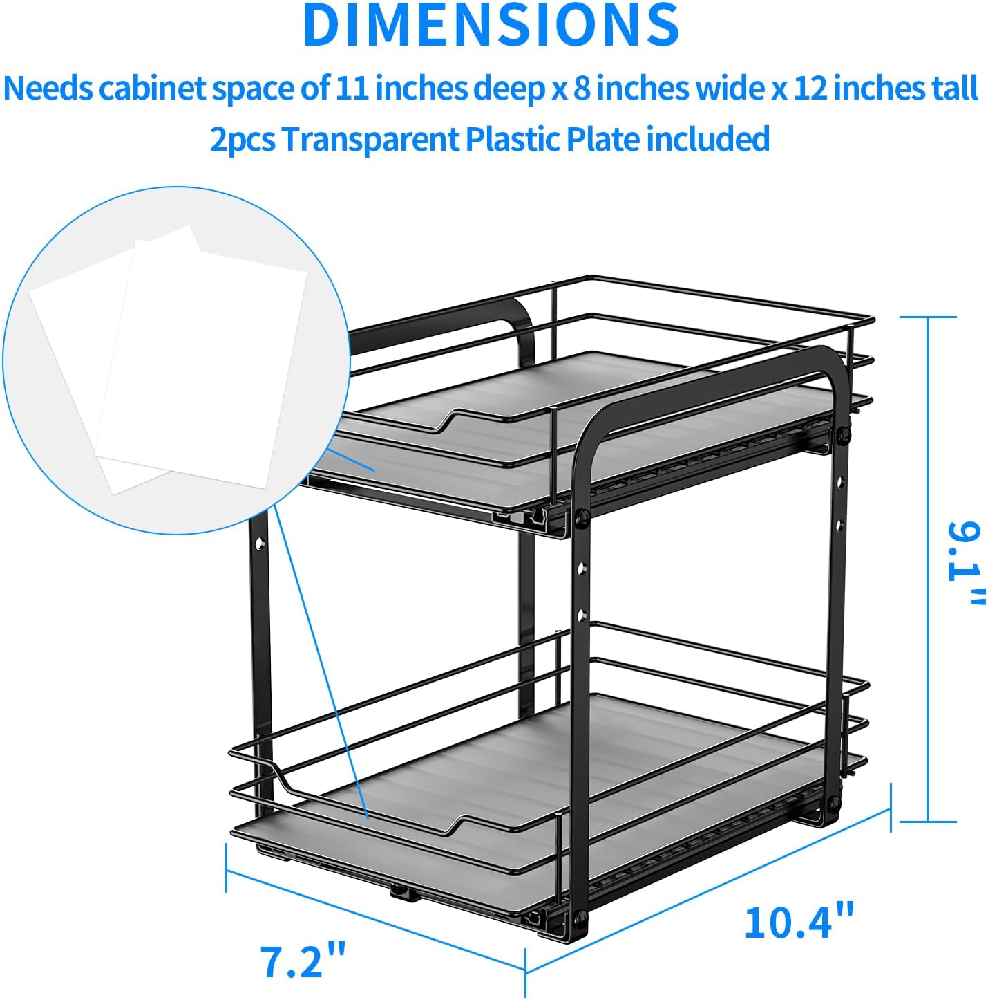 RCHYFEED Spice Rack, 2 Tier Pull out Cabinet Spice Organizer, Height Adjustable Slides out