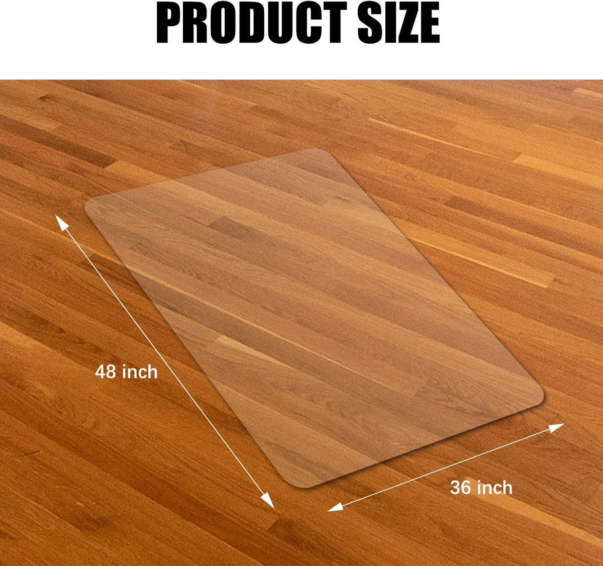 Kuyal Clear Chair Mat, Hard Floor Use, 48" x 36" Transparent Office Home Floor Protector mat