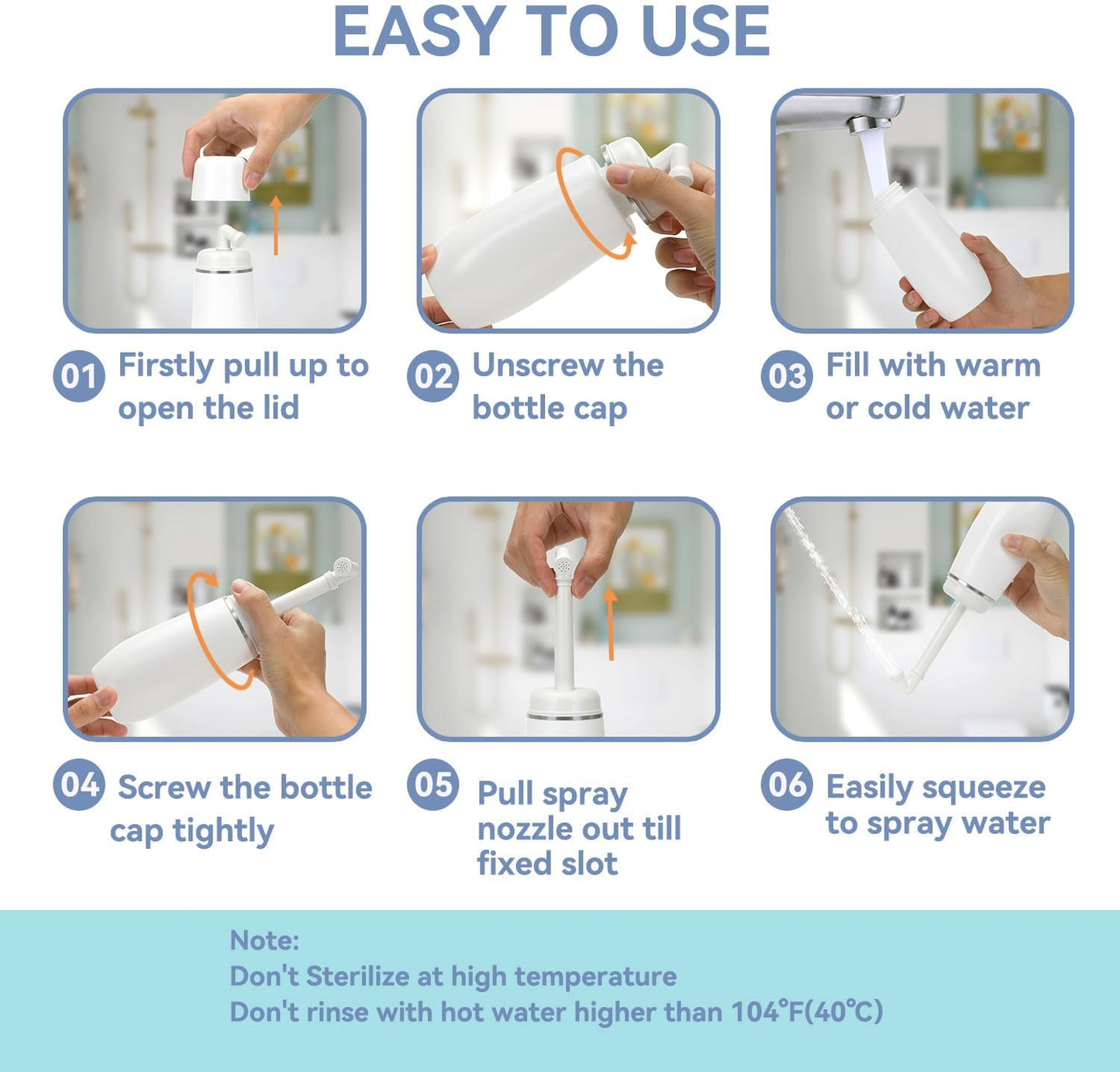 Portable Bidet for Travel Friendly Handheld Personal Peri Bottle 400ml Convenient Leakproof Design
