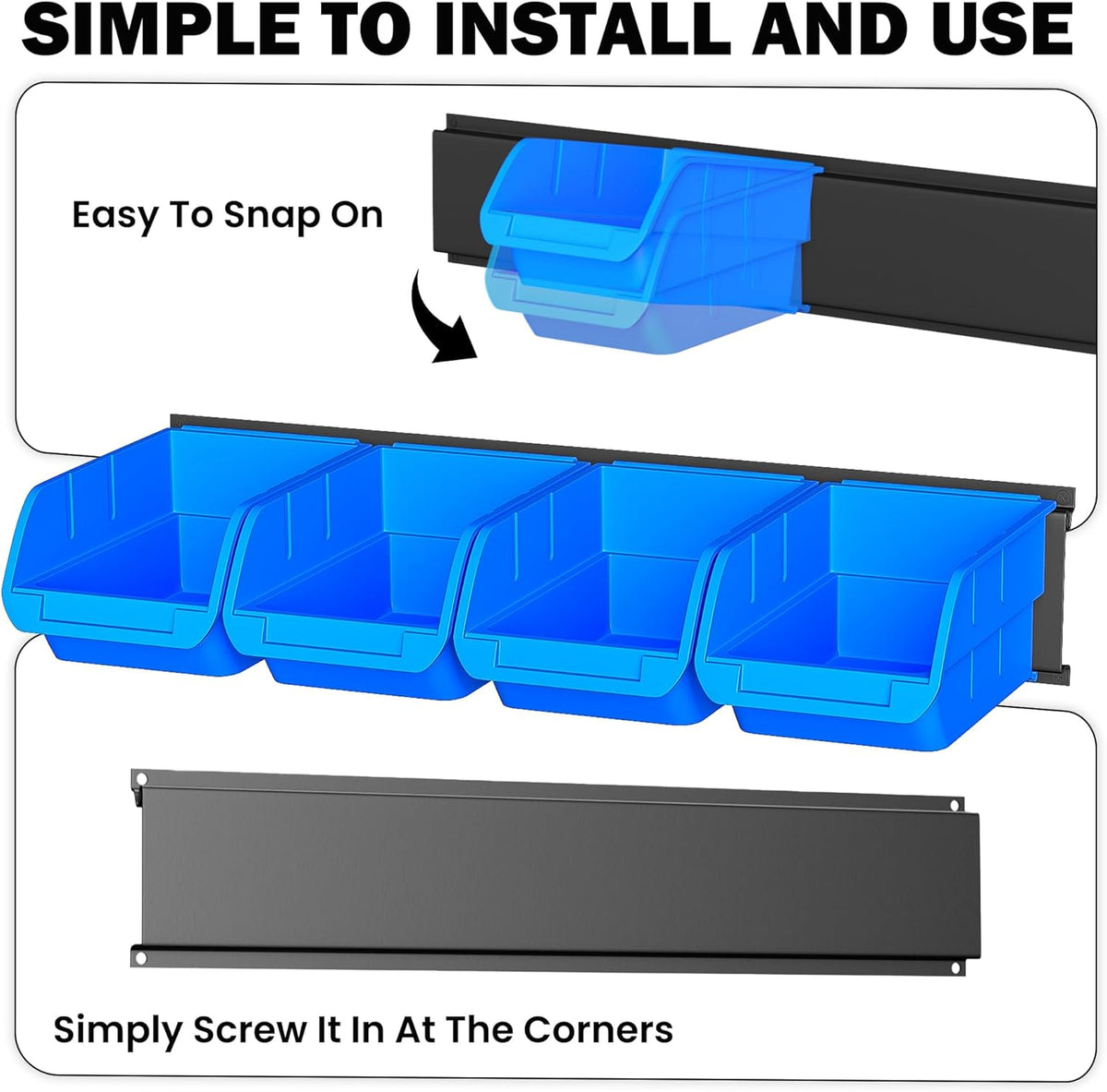 Ultrawall Wall Mounted Storage Bins, Plastic Hanging Storage Organizer Bins, Garage Tool Storage