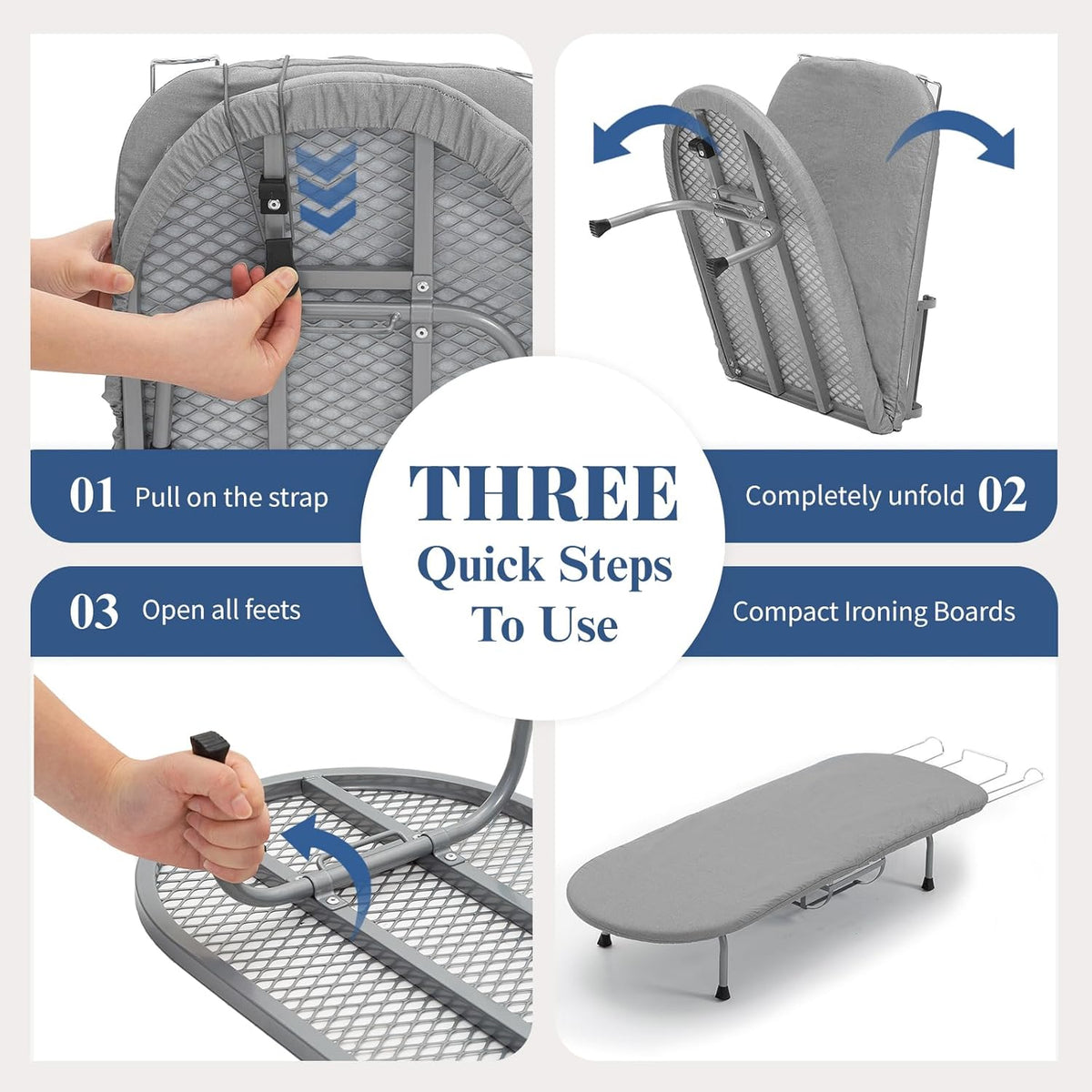 Small Ironing Board with Iron Holder, RAINHOL Countertop Mini Ironing Board Tabletop with Non-Slip