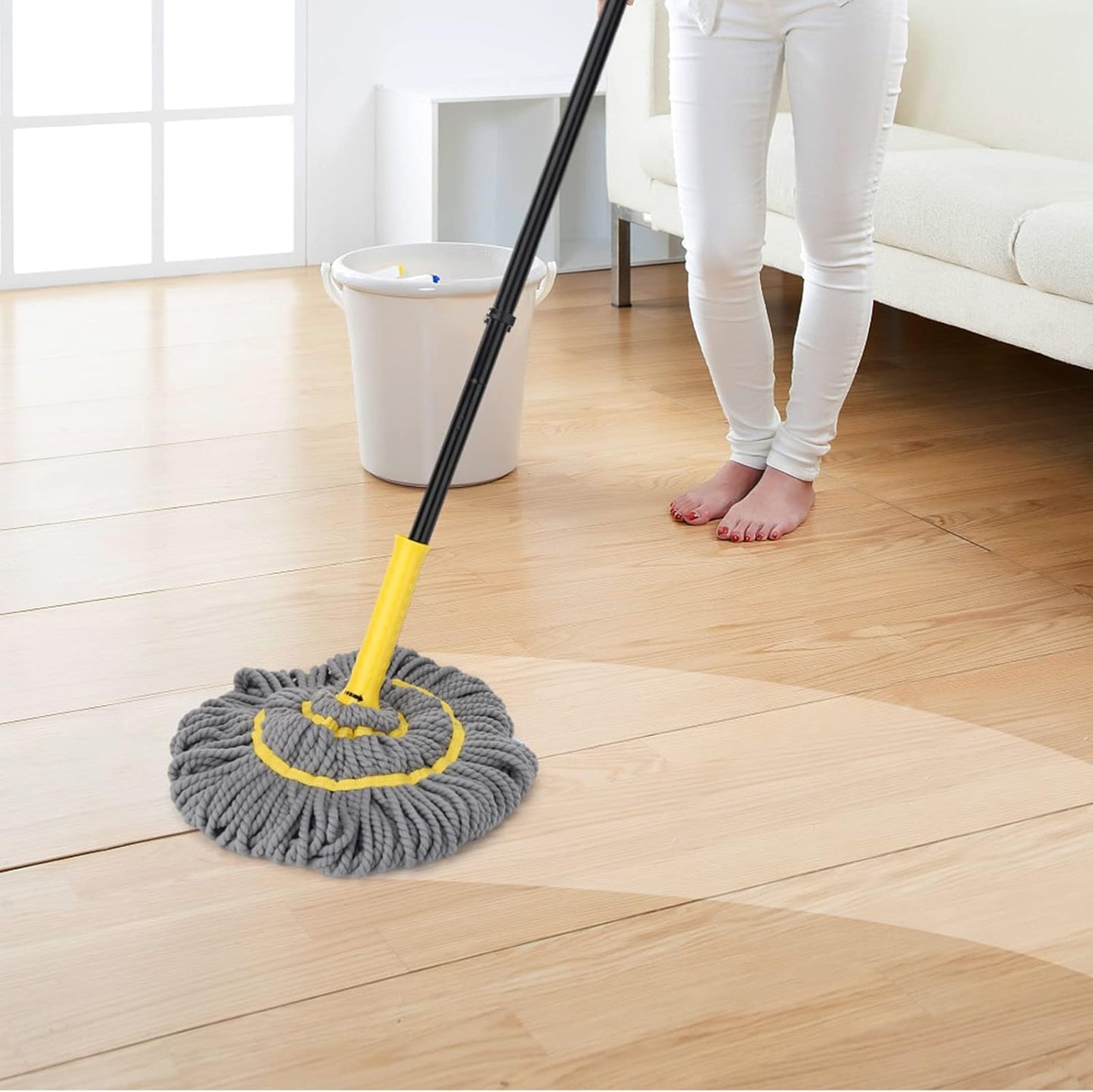 Self Wringing Twist Mop, Wet Mop for Floor Cleaning with 57 " Long Handle, Heavy Duty Floor Mop for