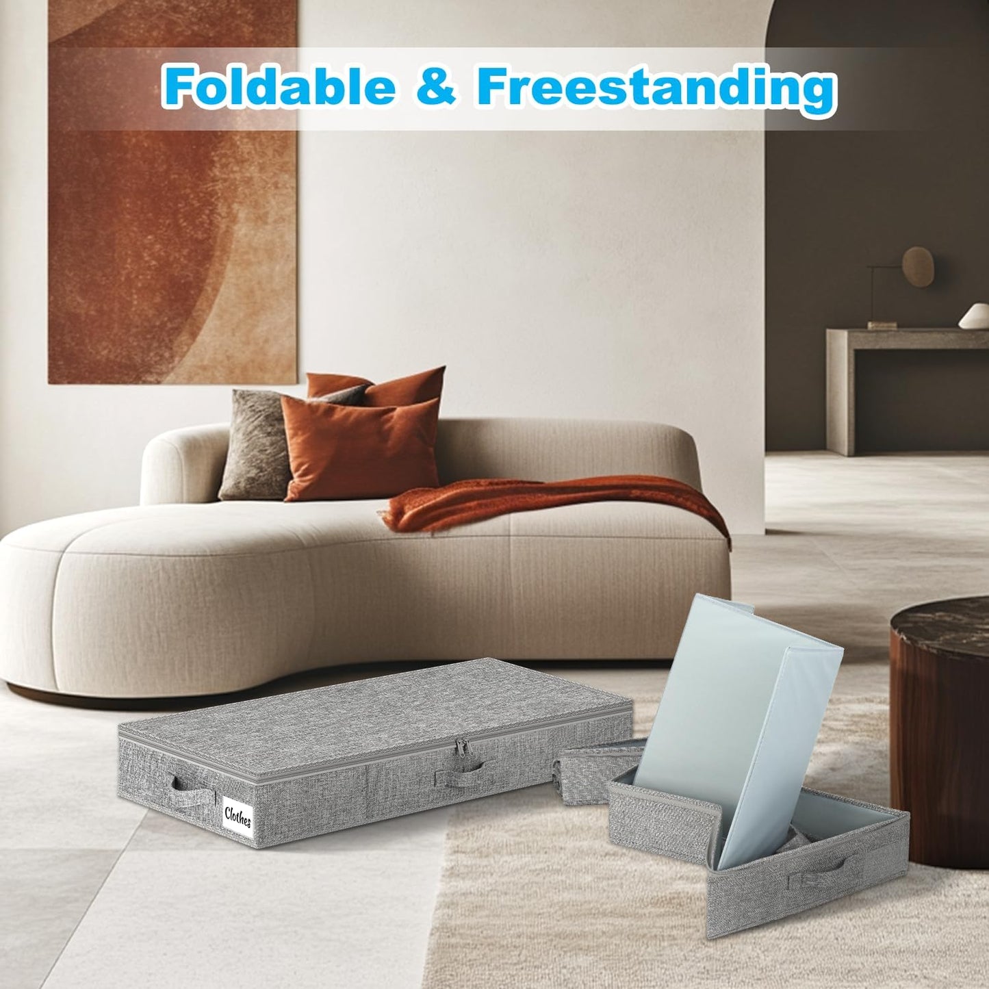 Under Bed Storage Container Bins 2 Pack, 4.5 Inch Slim Low Profile Underbed Clothes Storage