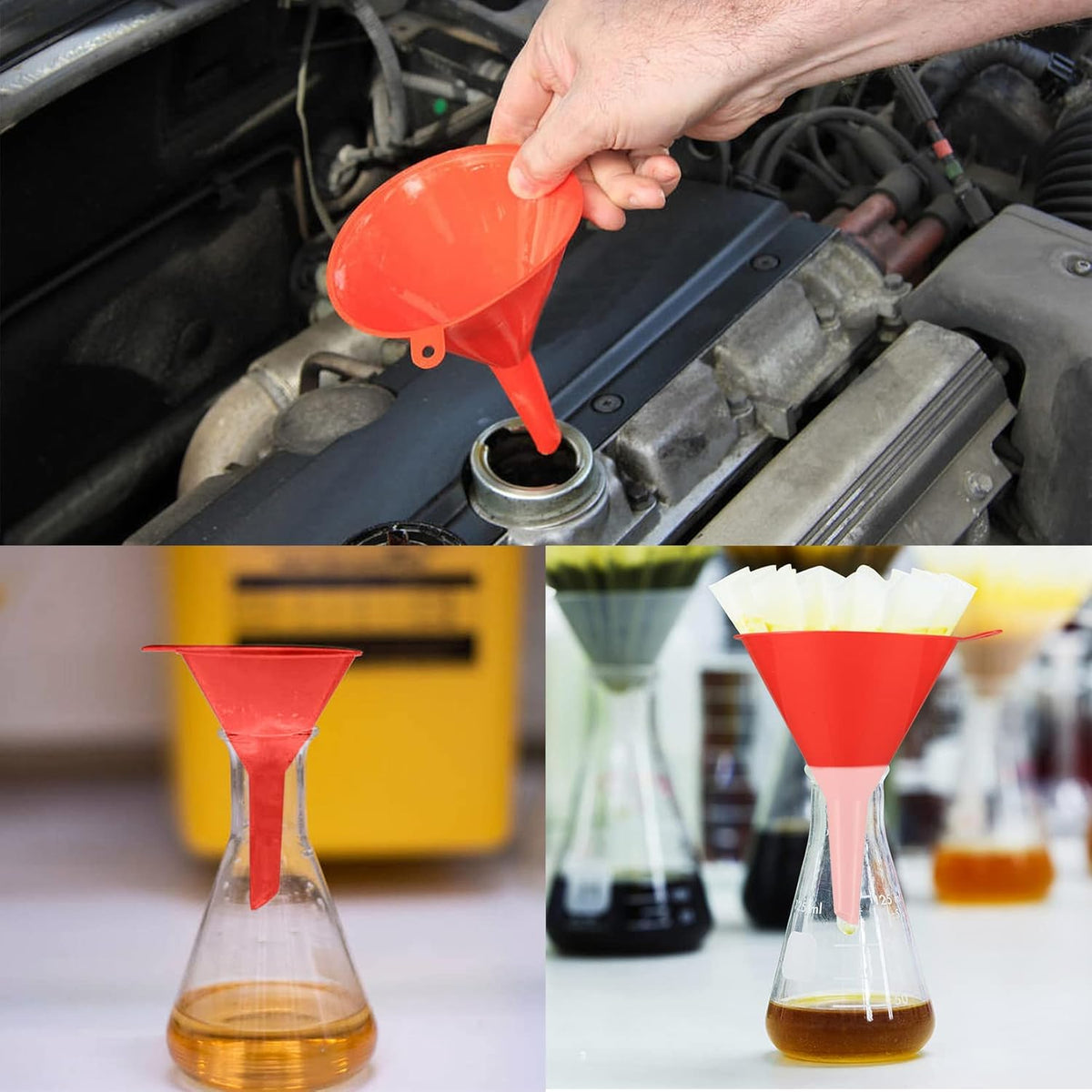 XhjzgcTec 8 Pcs Plastic Funnel Set, Oil Funnels for Filling Bottles or Containers, Multipurpose
