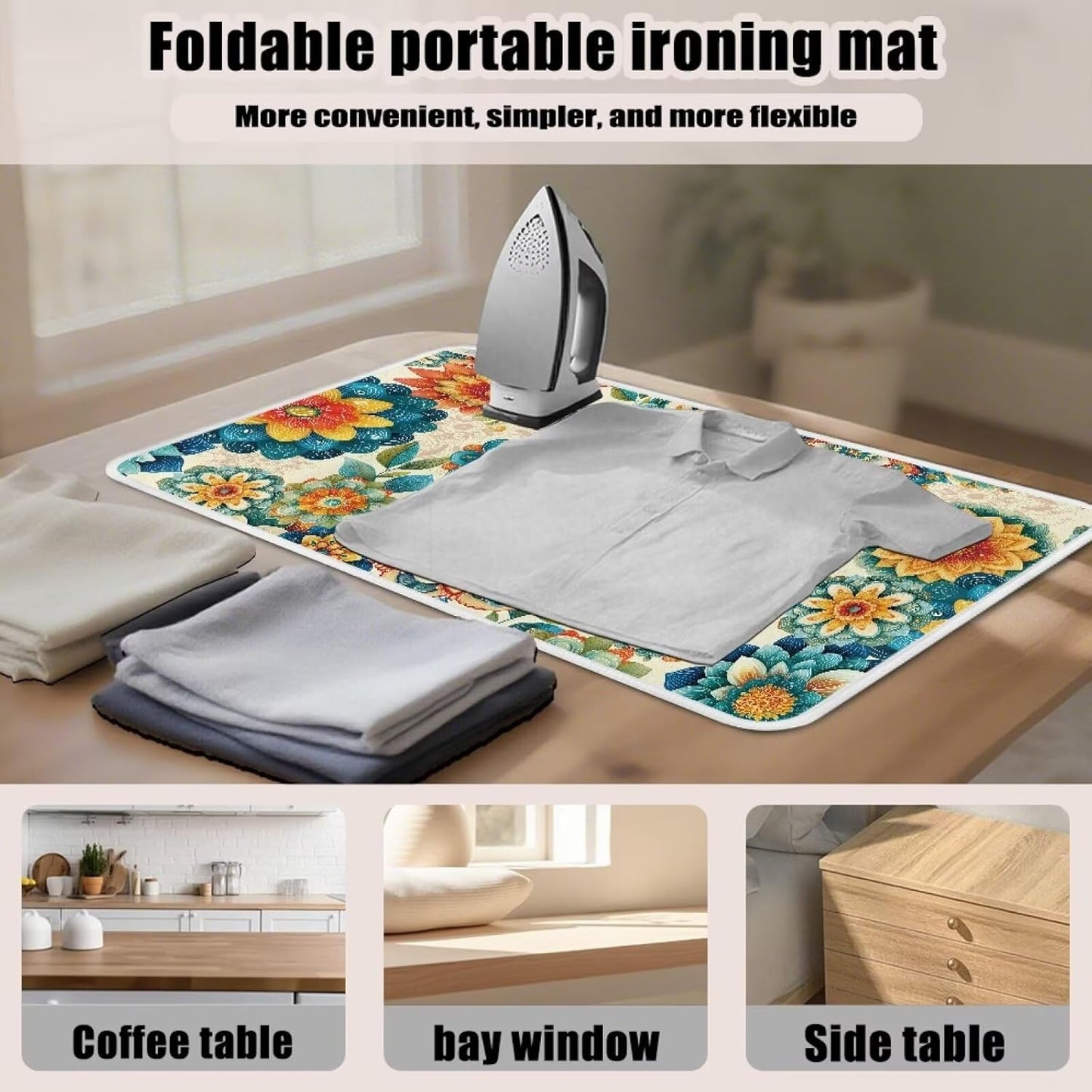Boho Ironing Mat Foldable Ironing Pad Portable Board Iron Board Alternative Cover,Foldable Cover
