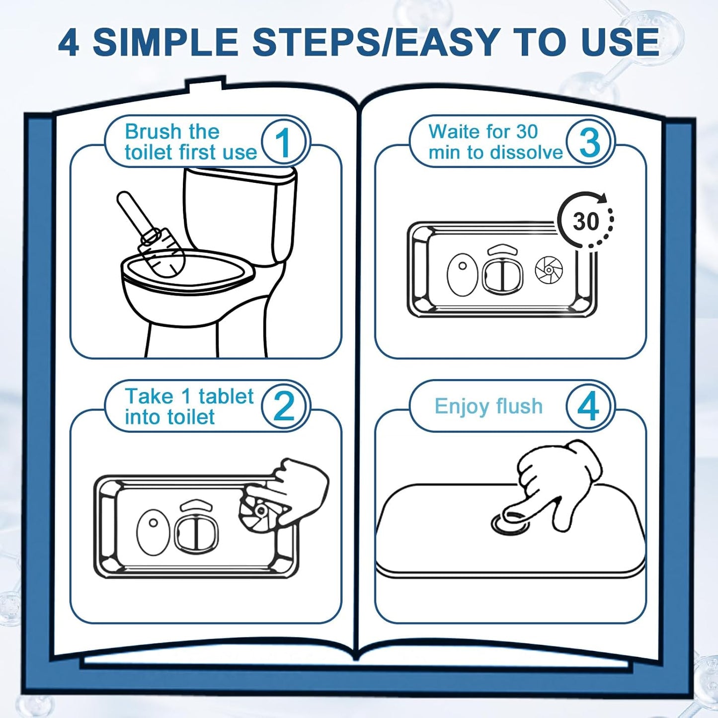 Toilet Bowl Cleaner Tablets Blue Toilet Tank Cleaners, Septic-Safe Hard Water Stain Remove