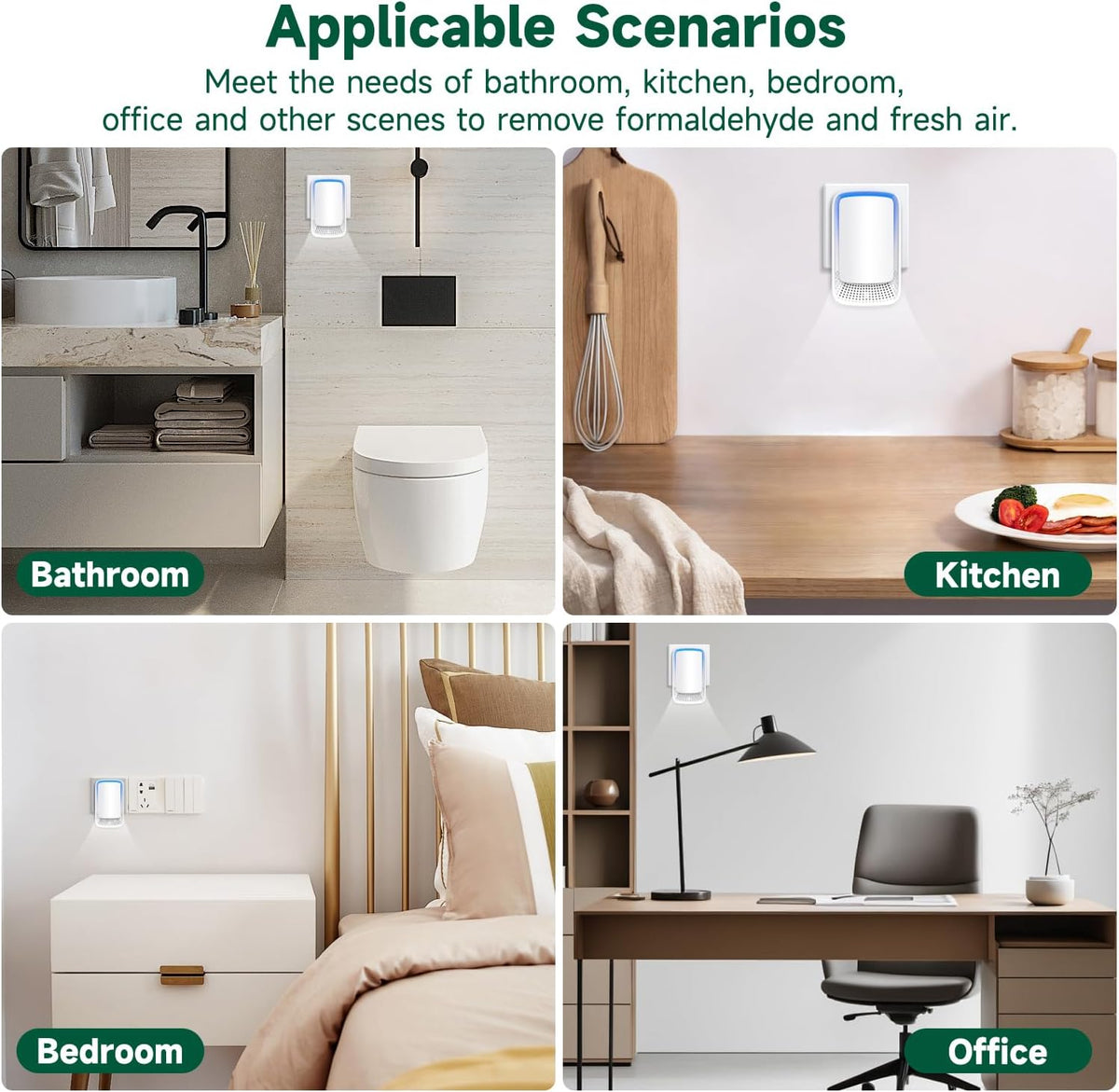 Plug In Air Ionizer Purifier for Home (4 Pack), Negative Ion Generator, Quiet Air Freshener for
