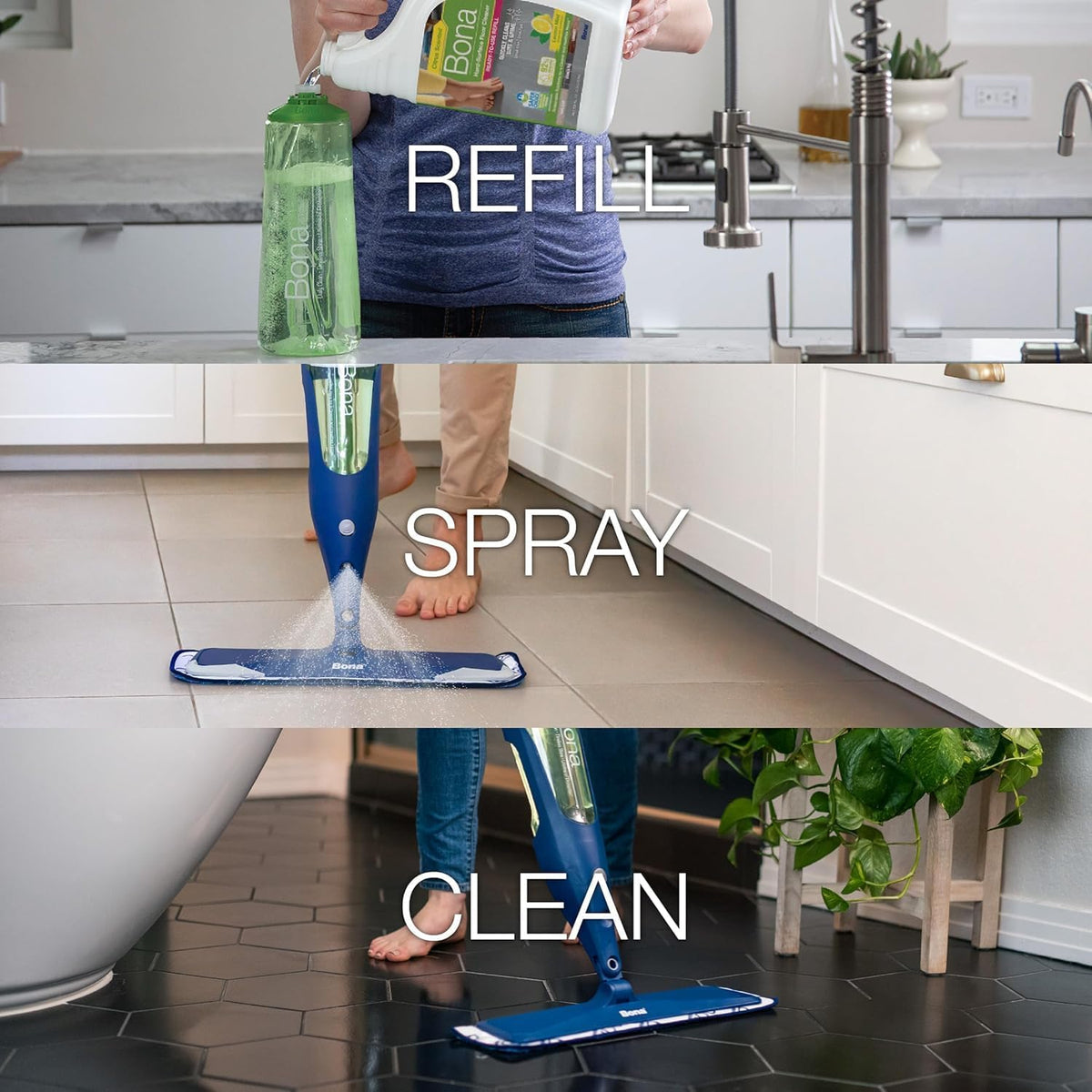 Bona Multi-Surface Floor Cleaner Refill - 128 fl oz - Lemon Mint - Residue-Free Floor Cleaning