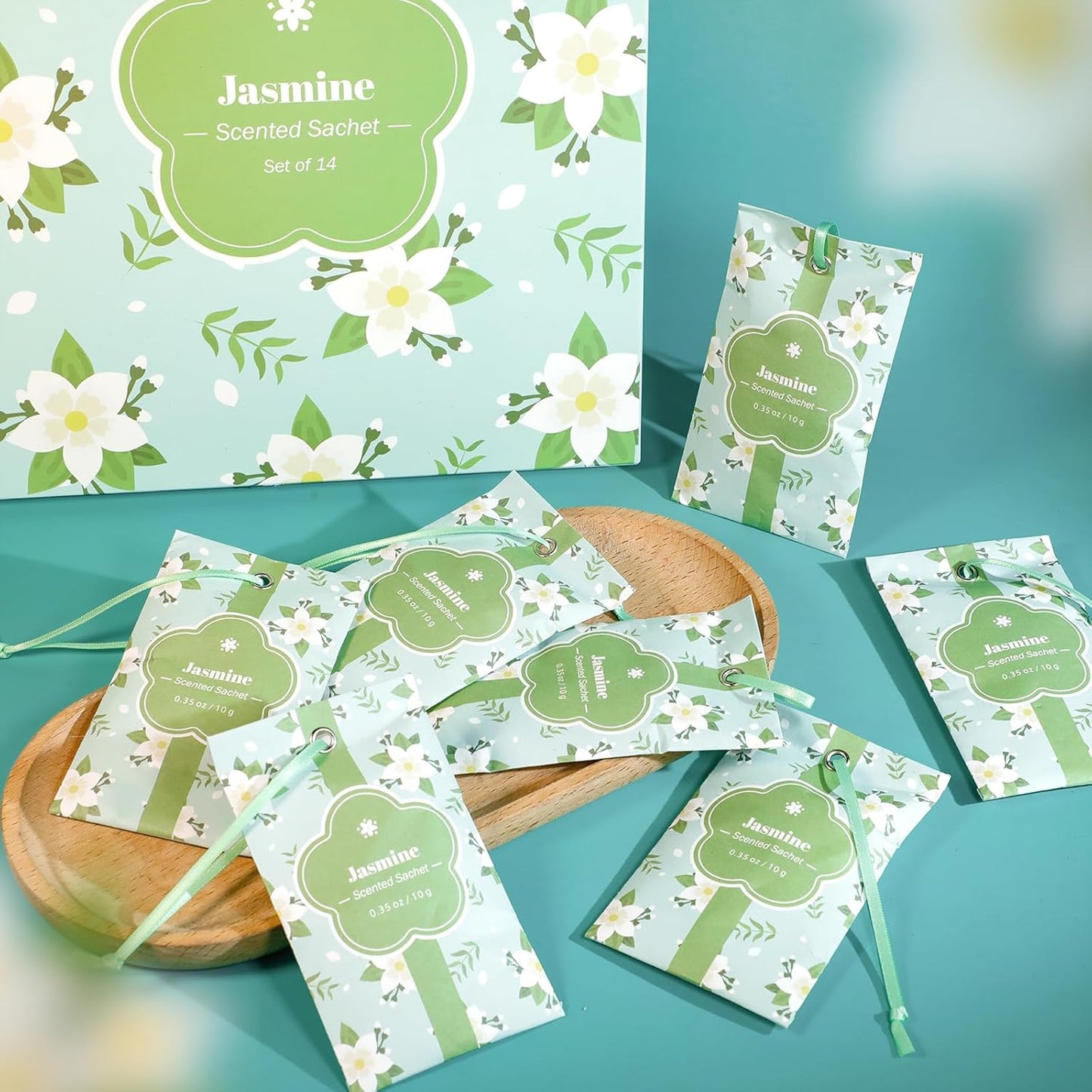 SCENTORINI Scented Sachets for Drawers and Closets, Jasmine Scent 14 Pack, Long-Lasting Sachets
