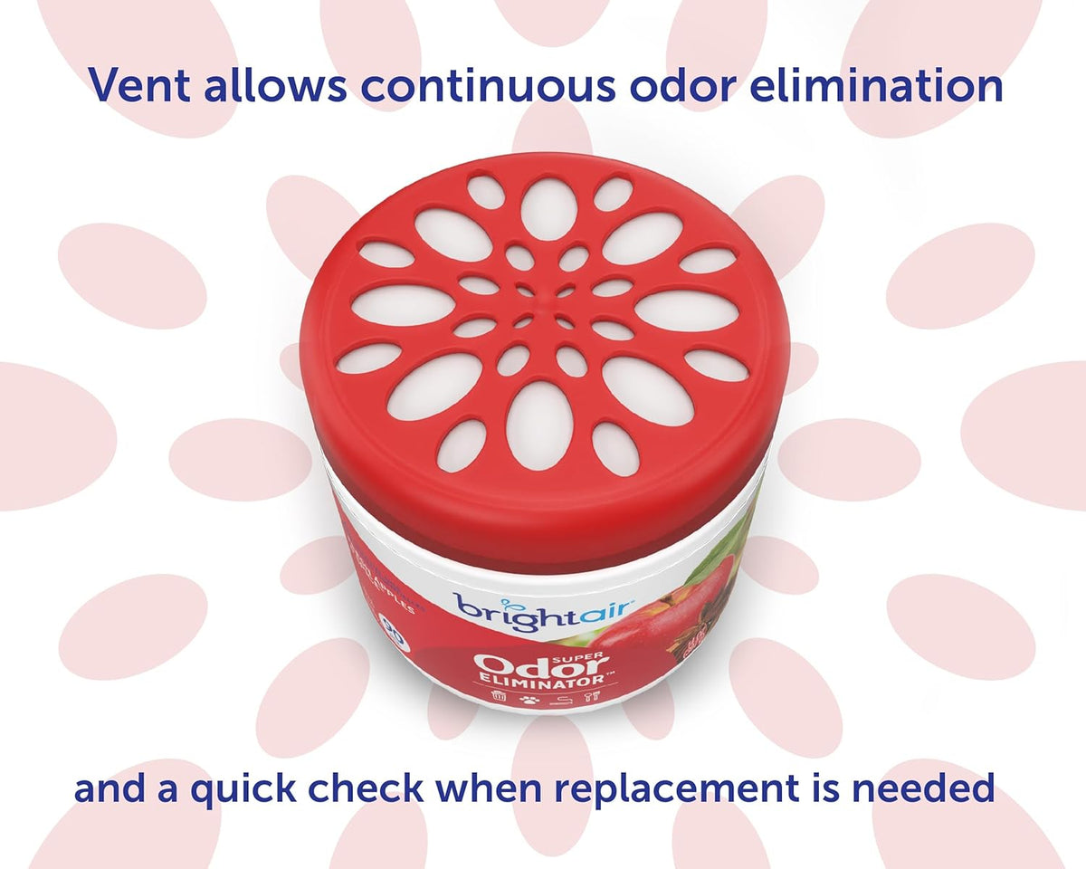 Bright Air 14 oz. Super Odor Eliminator, for Medium-Size Spaces, Fresh Apples & Spice Scent, Case