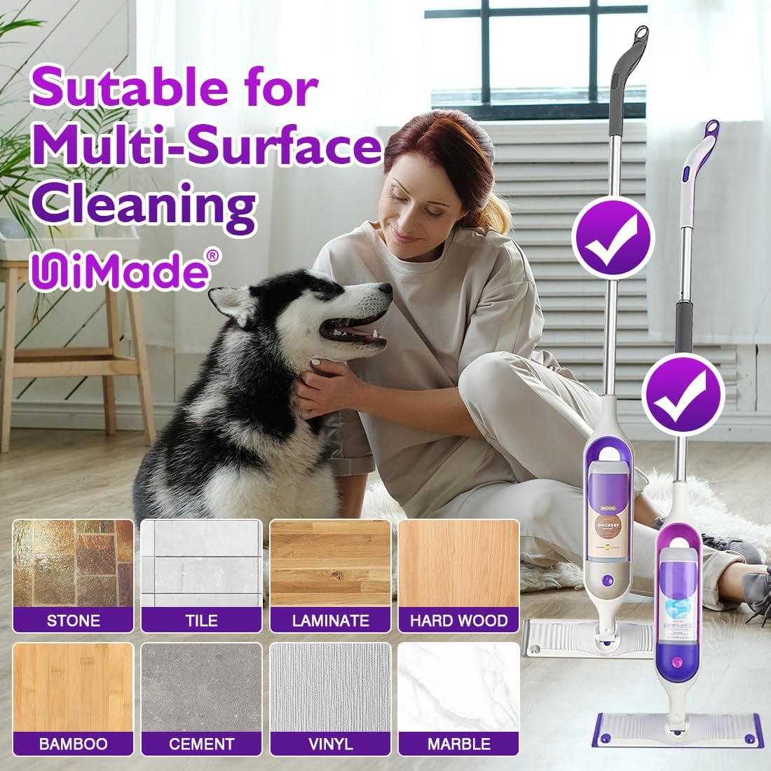 Reusable Mop Pads for Swiffer PowerMop, 8 Pack Microfiber Mop Pad Refill with Scrubber Strips for