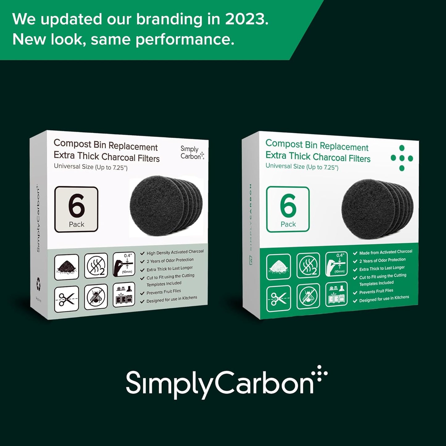 2 Years Supply Extra Thick Filters for Kitchen Compost Bins - Longer Lasting Activated Charcoal