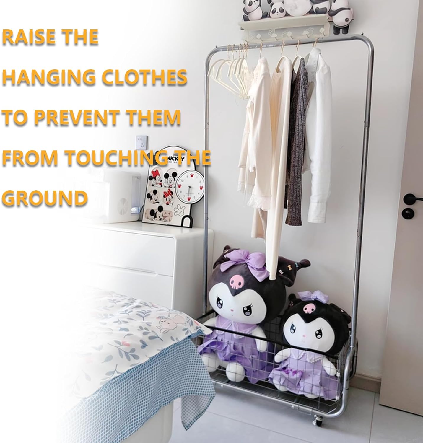 Garment Rack With Storage Baskets,Clothing Rack for Hanging Clothes, Multi-functional Bedroom