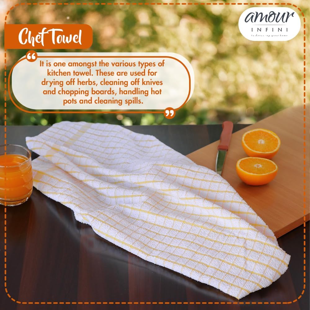 AMOUR INFINI Kitchen Towels Set of 4 - Highly Absorbent, Super Soft Terry Cotton 20x28 Inch Dish