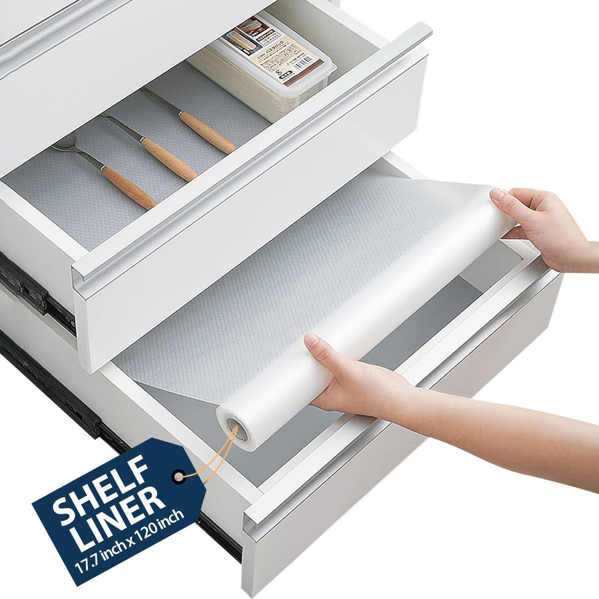 Shelf Liner Drawer Liner for Kitchen Cabinets Non-Adhesive by Linda’s Essentials (17.7 x 120