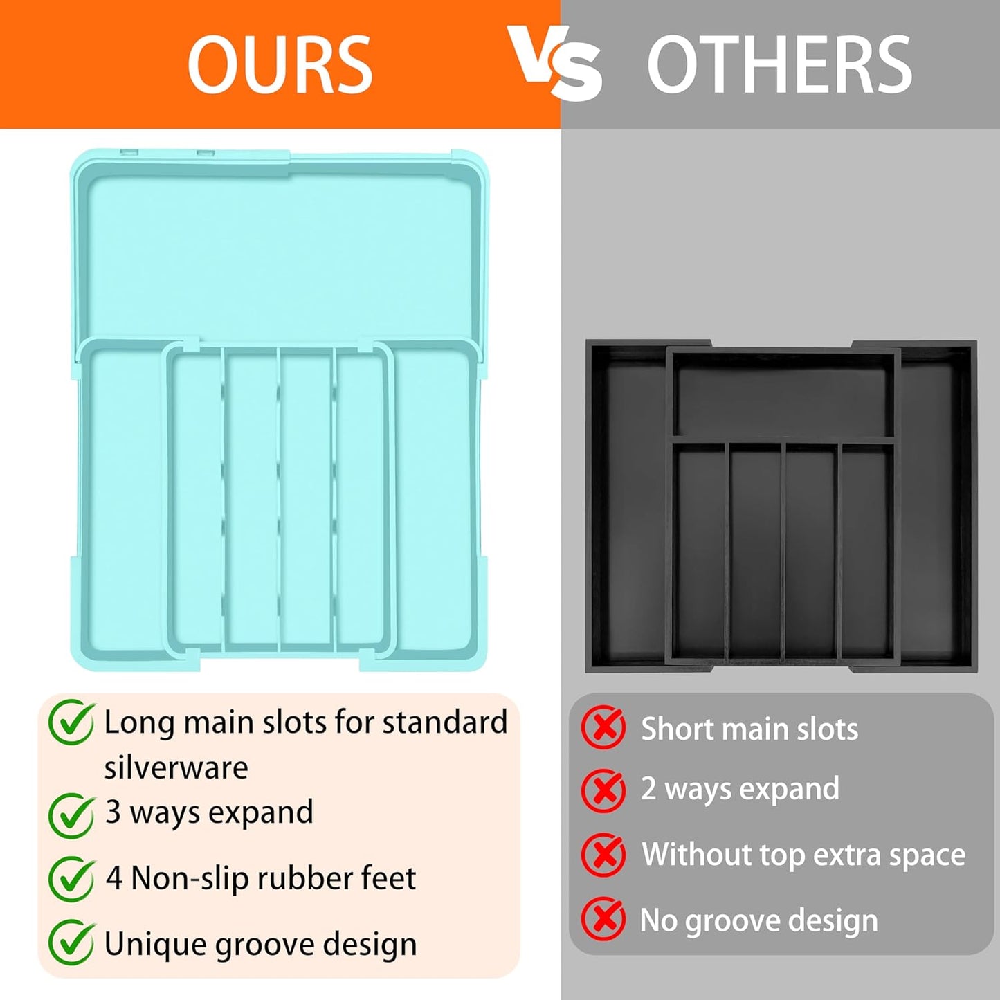 Silverware Organizer Expandable Silverware Drawer Organizer Adjustable Drawer Organizer, Flatware