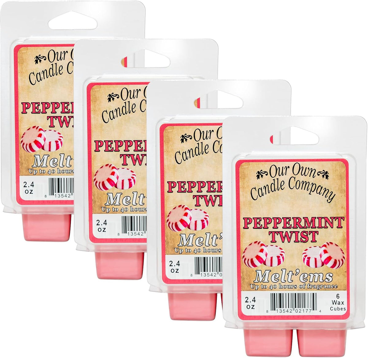 Our Own Candle Company Premium Wax Melt, Peppermint Twist Scent, Handmade in The USA, 24 Cubes (4
