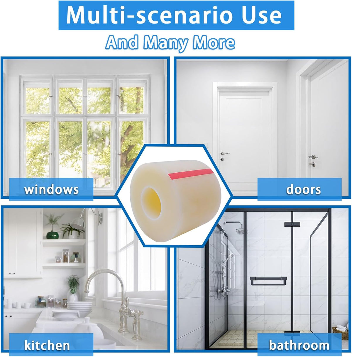 Transparent Window Weather Sealing Tape,Winter Window Seal Kit for Doors, Shower Glass Gaps,No