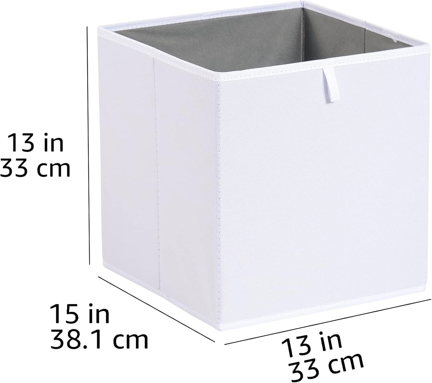 Amazon Basics Cube Organizer Bins, Collapsible Storage Baskets for Shelves, White, Pack of 6