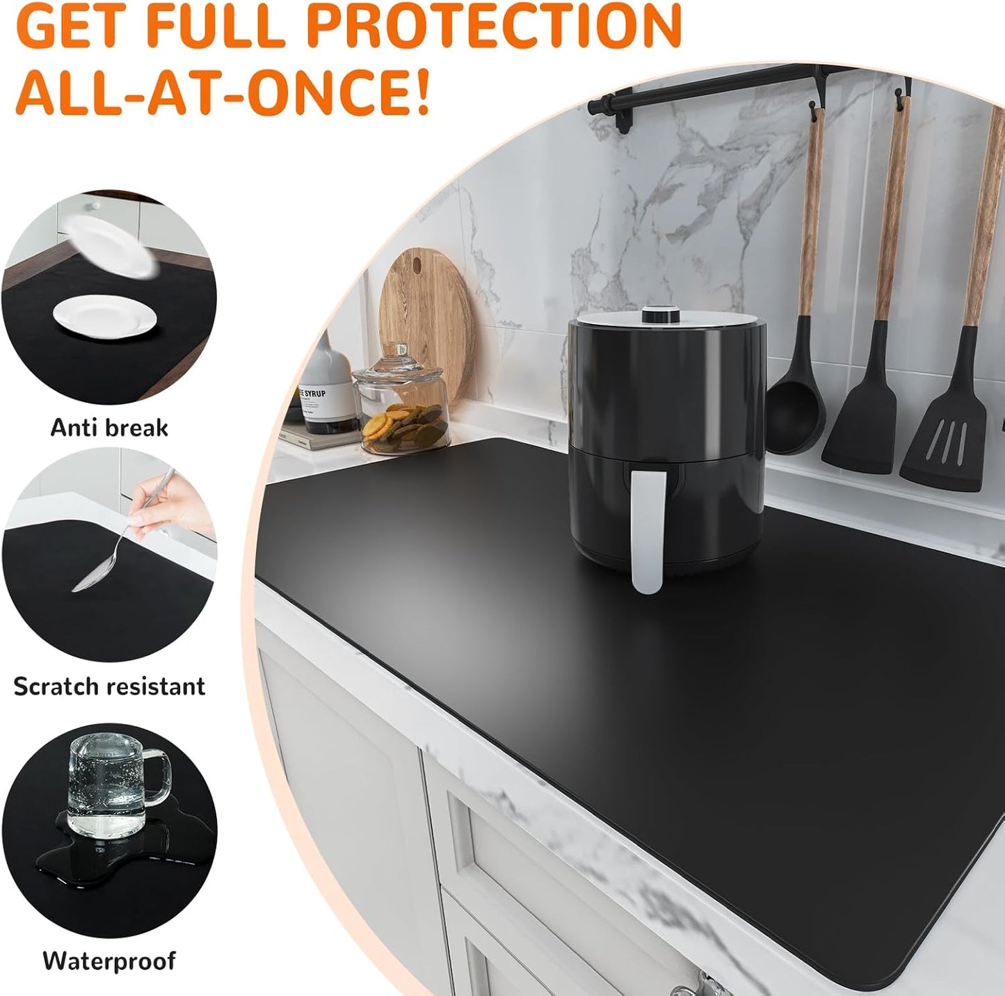 Warome Heat Resistant Mat, 47"x 23" Silicone Mat, Extra Large Silicone Mats for Kitchen Countert