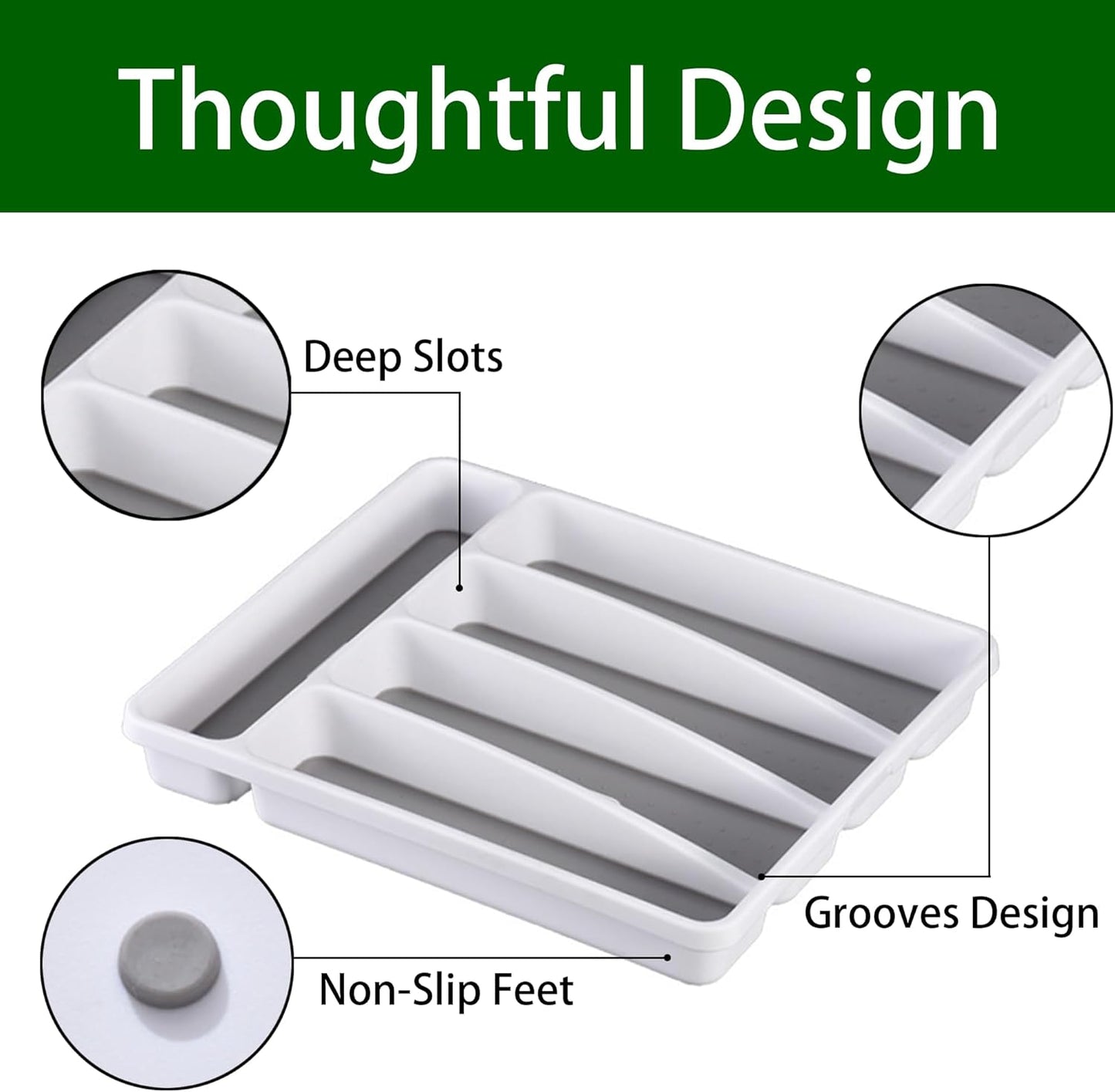 Silverware Organizer 2 Pieces Utenisl Organizer Holder Kitchen Drawer Organizer Plastic Silverware