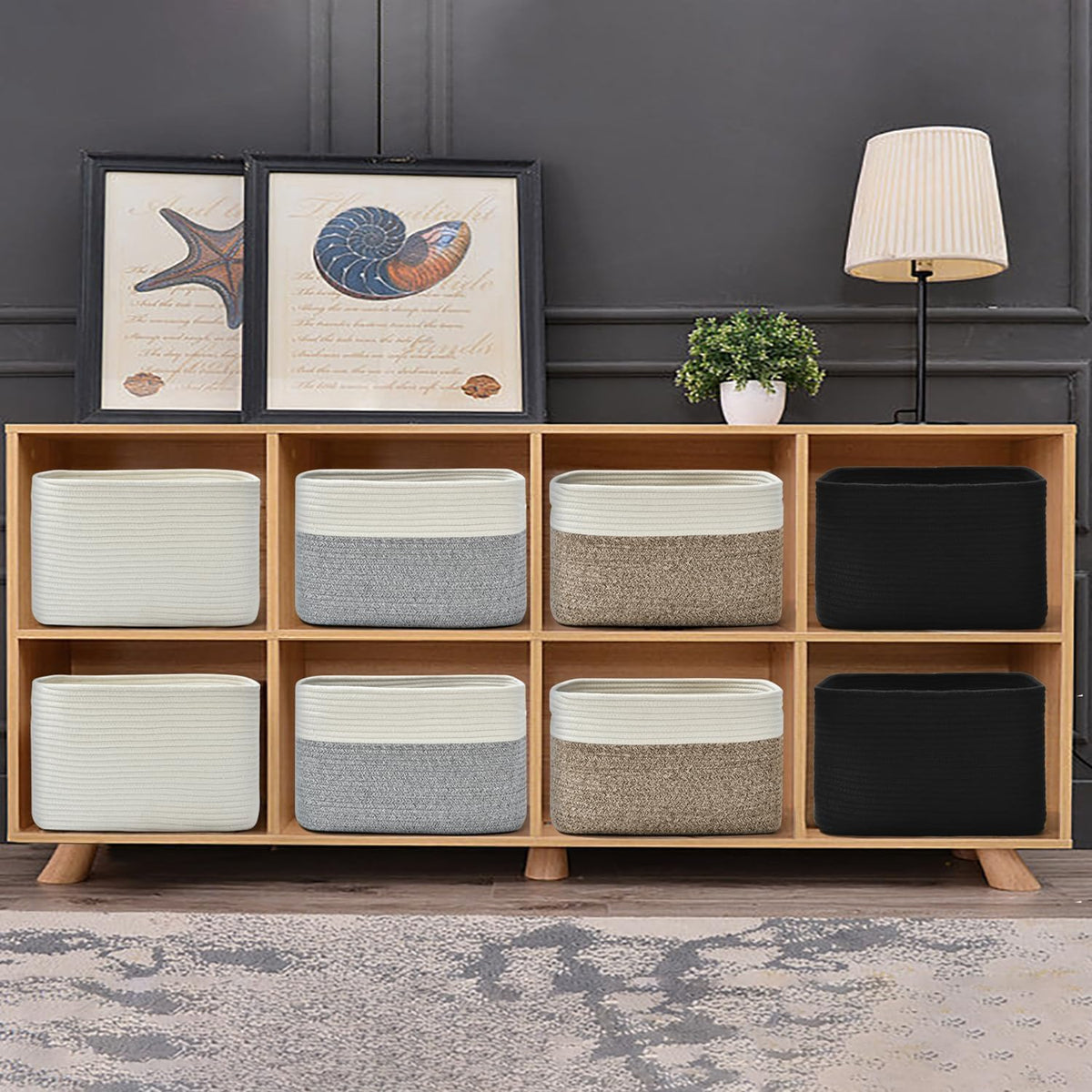 Storage Basket,Woven Baskets for Storage,Cotton Rope Baskets for Organizing,decorative Baskets for
